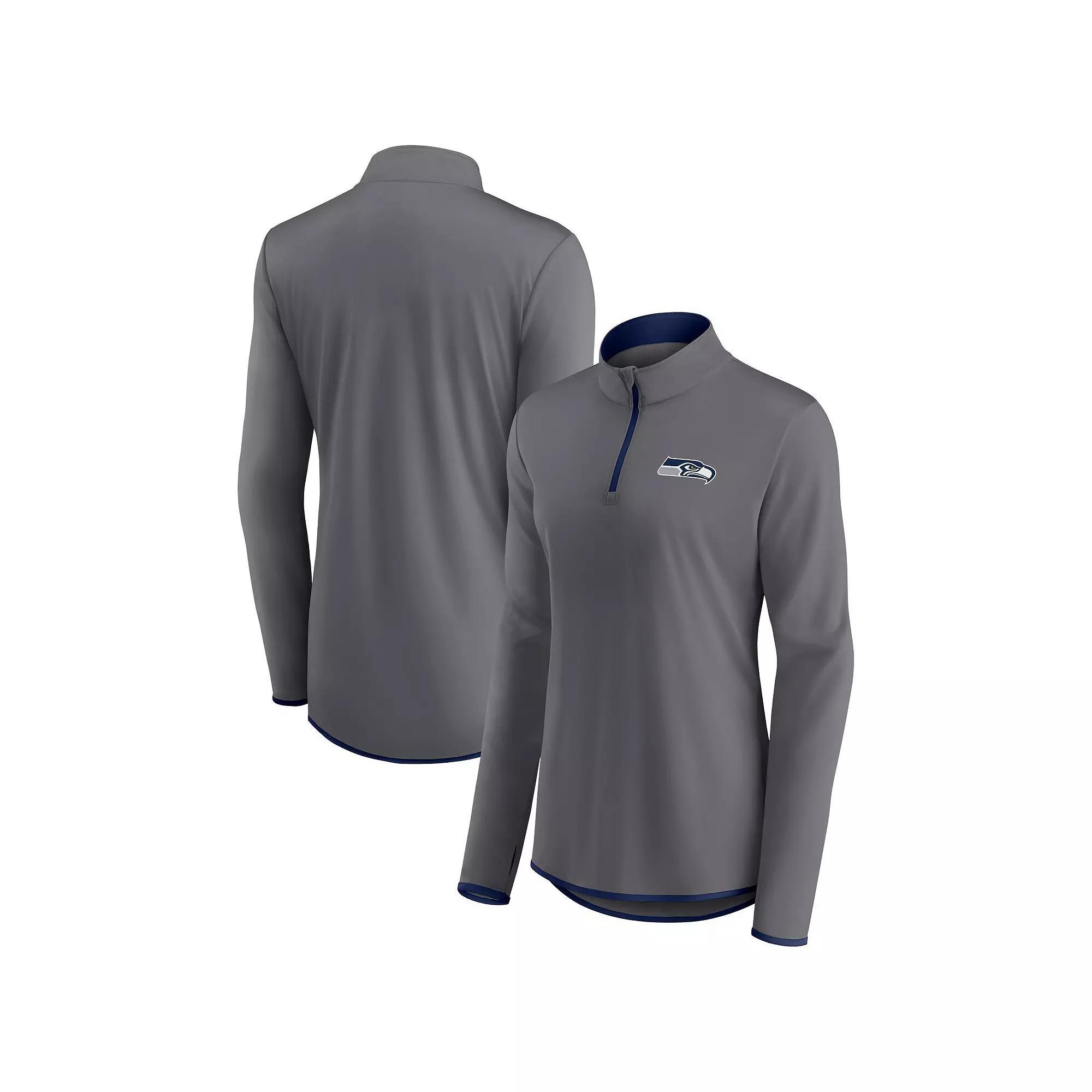 Women's Fanatics Branded  Gray Seattle Seahawks Corner Long Sleeve 1/4 Zip Top, Size: Large, Grey Product Image