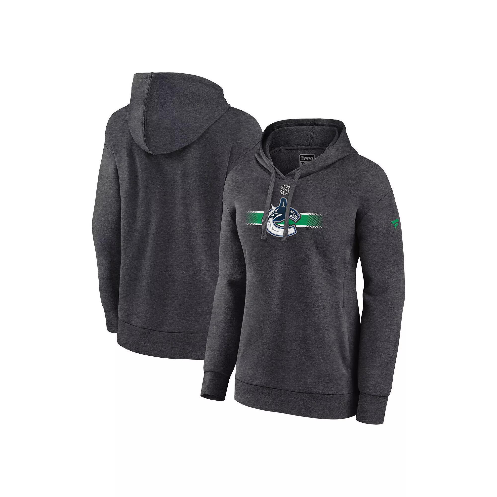 Women's Fanatics  Heather Charcoal Vancouver Canucks Authentic Pro Core Secondary Fleece Pullover Hoodie, Size: Small, Cnk Charco Product Image