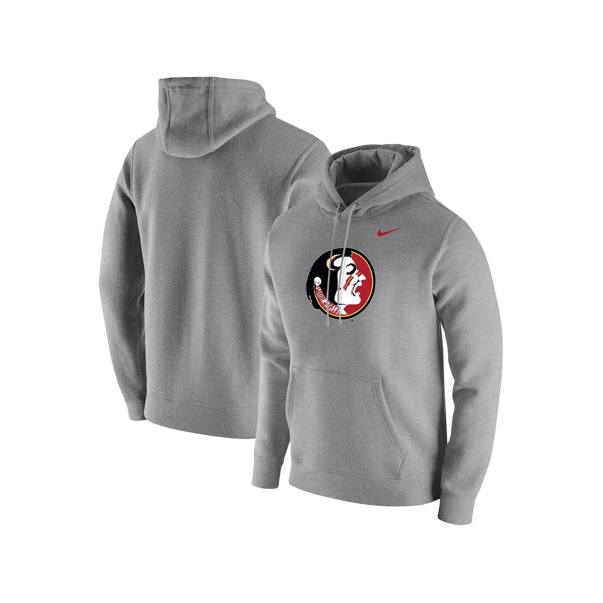 Men's Nike Heathered Gray Florida State Seminoles Vintage School Logo Pullover Hoodie, Size: Medium, Grey Product Image
