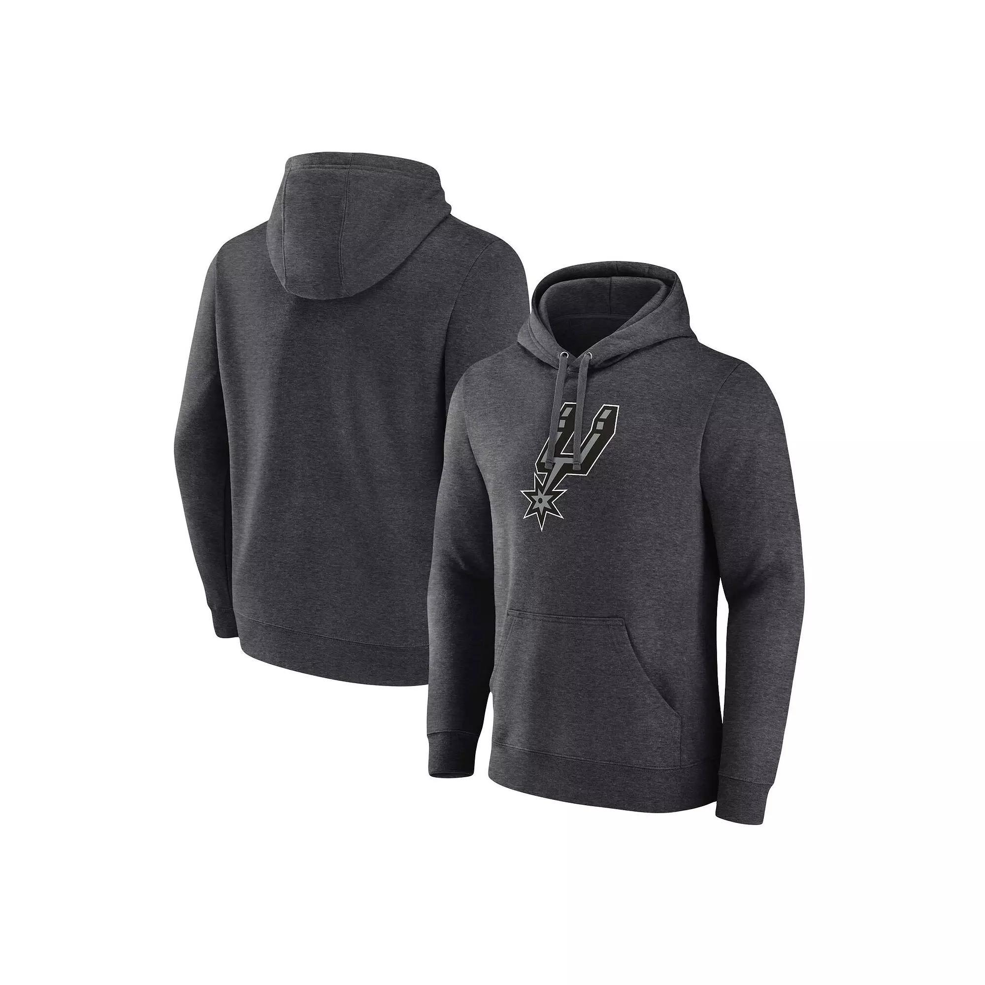 Mens Fanatics Branded Heather Charcoal San Antonio Spurs Primary Logo Pullover Hoodie Product Image