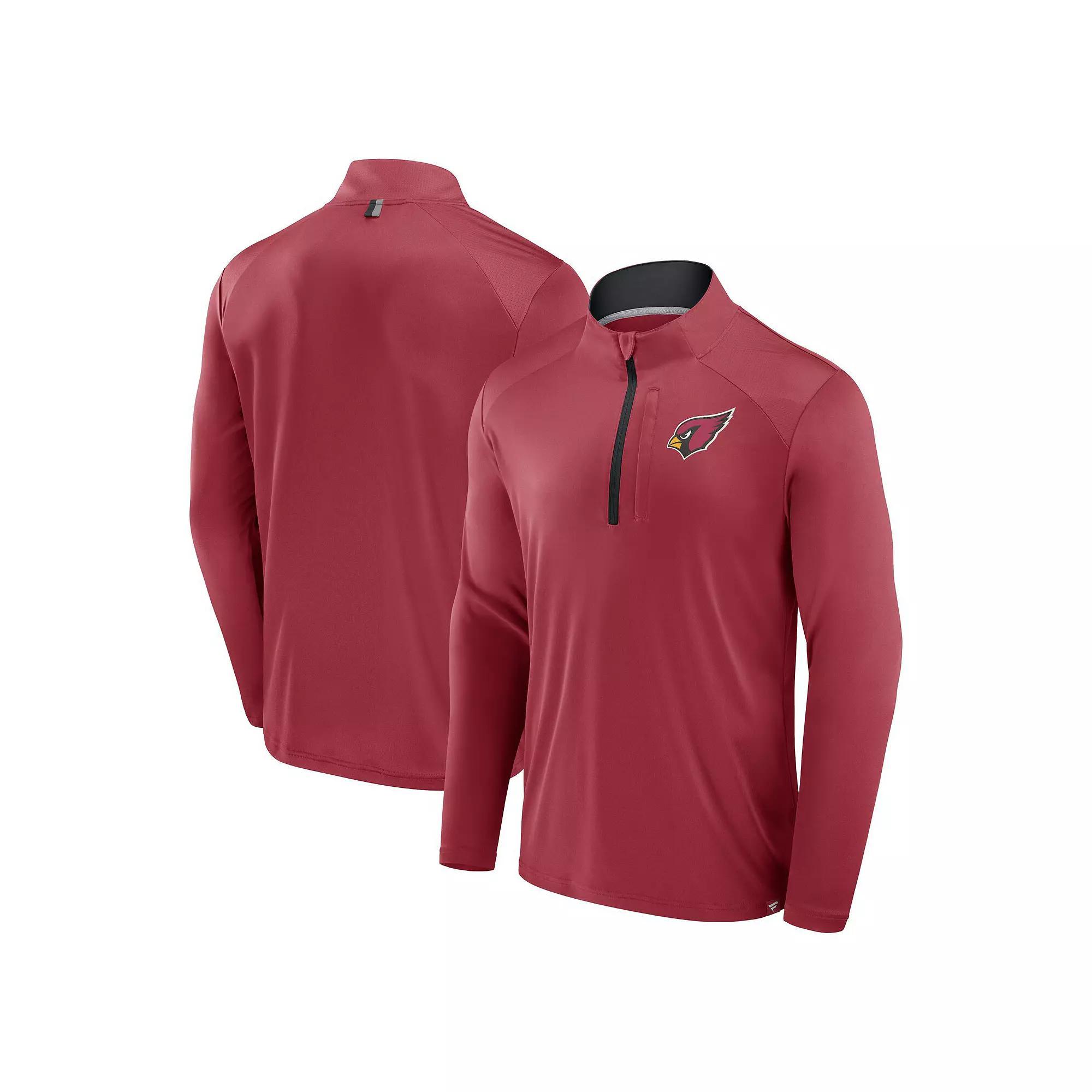 Men's Fanatics Cardinal Arizona Cardinals Defender Long Sleeve Quarter-Zip Jacket, Size: Large, Red Product Image