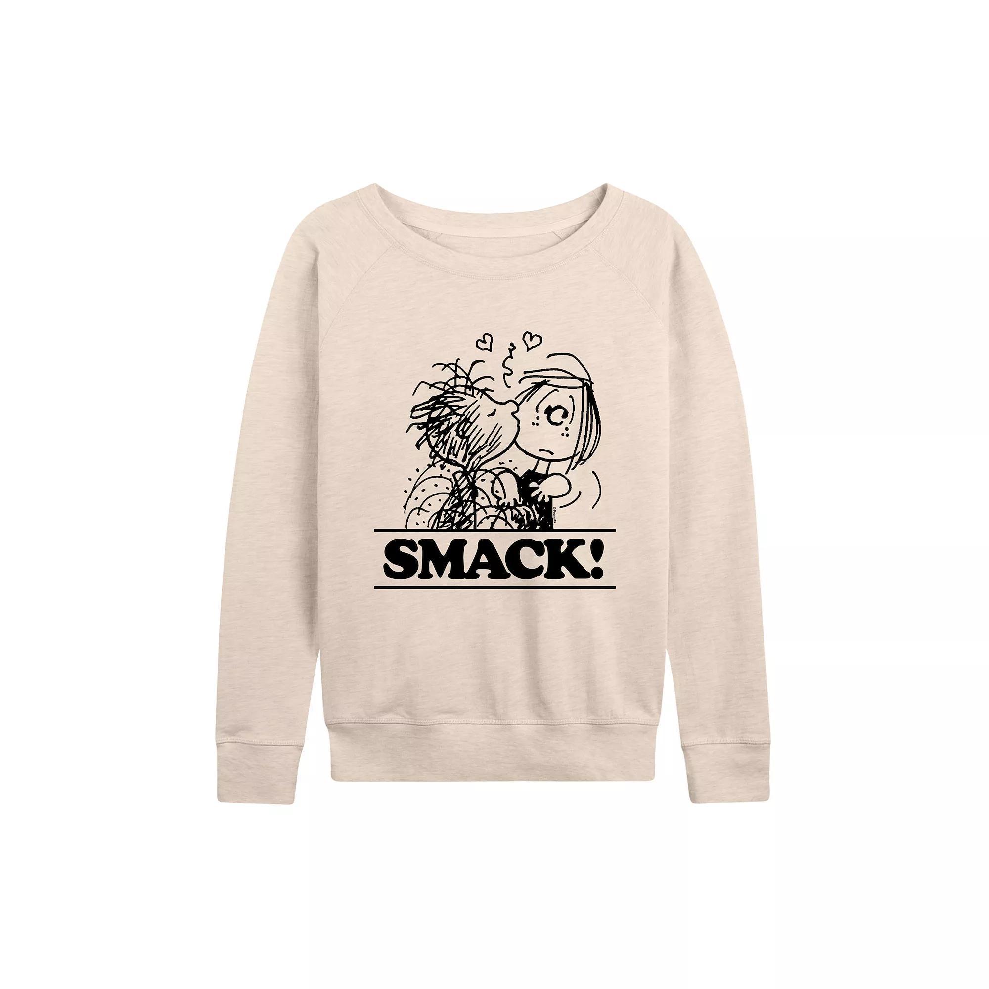 Women's Peanuts Pigpen & Patty Smack French Terry Long Sleeve Tee, Size: XL, Beige Product Image