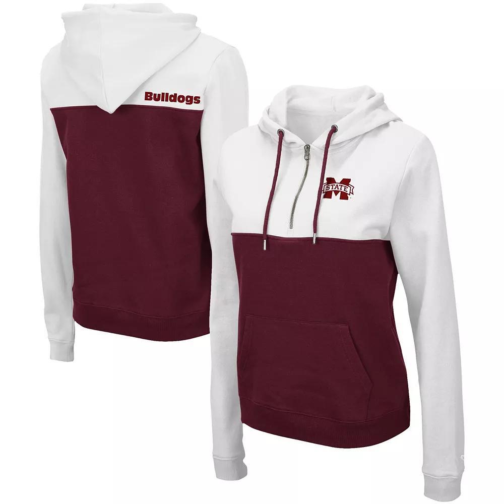 Women's Colosseum White/Maroon Mississippi State Bulldogs Aidan Lightweight Half-Zip Hoodie, Size: Medium, Mst White Product Image