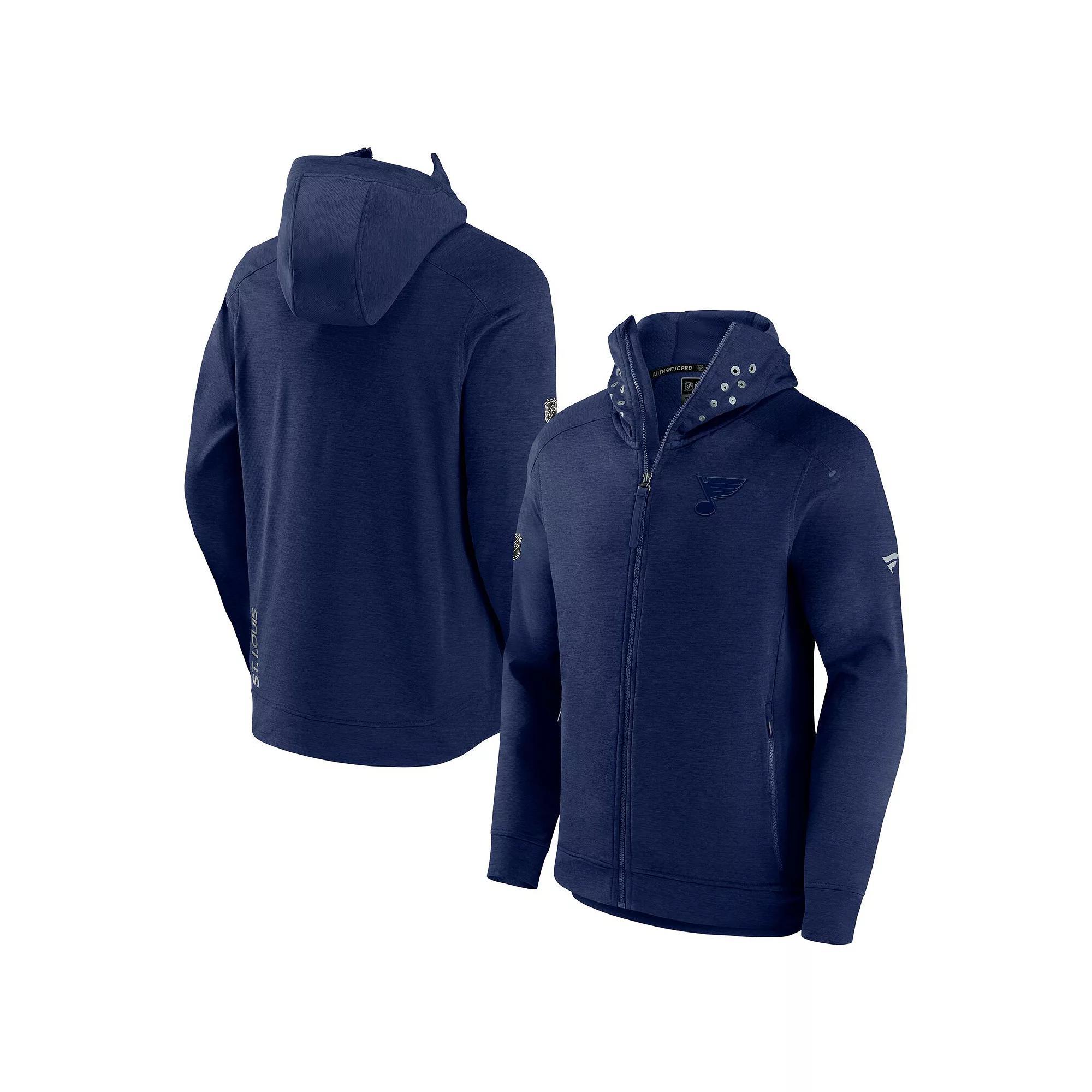 Men's Fanatics Branded Heather Navy Nashville Predators Authentic Pro Road Tech Full-Zip Hoodie Jacket, Size: 2XL, Pdt Blue Product Image