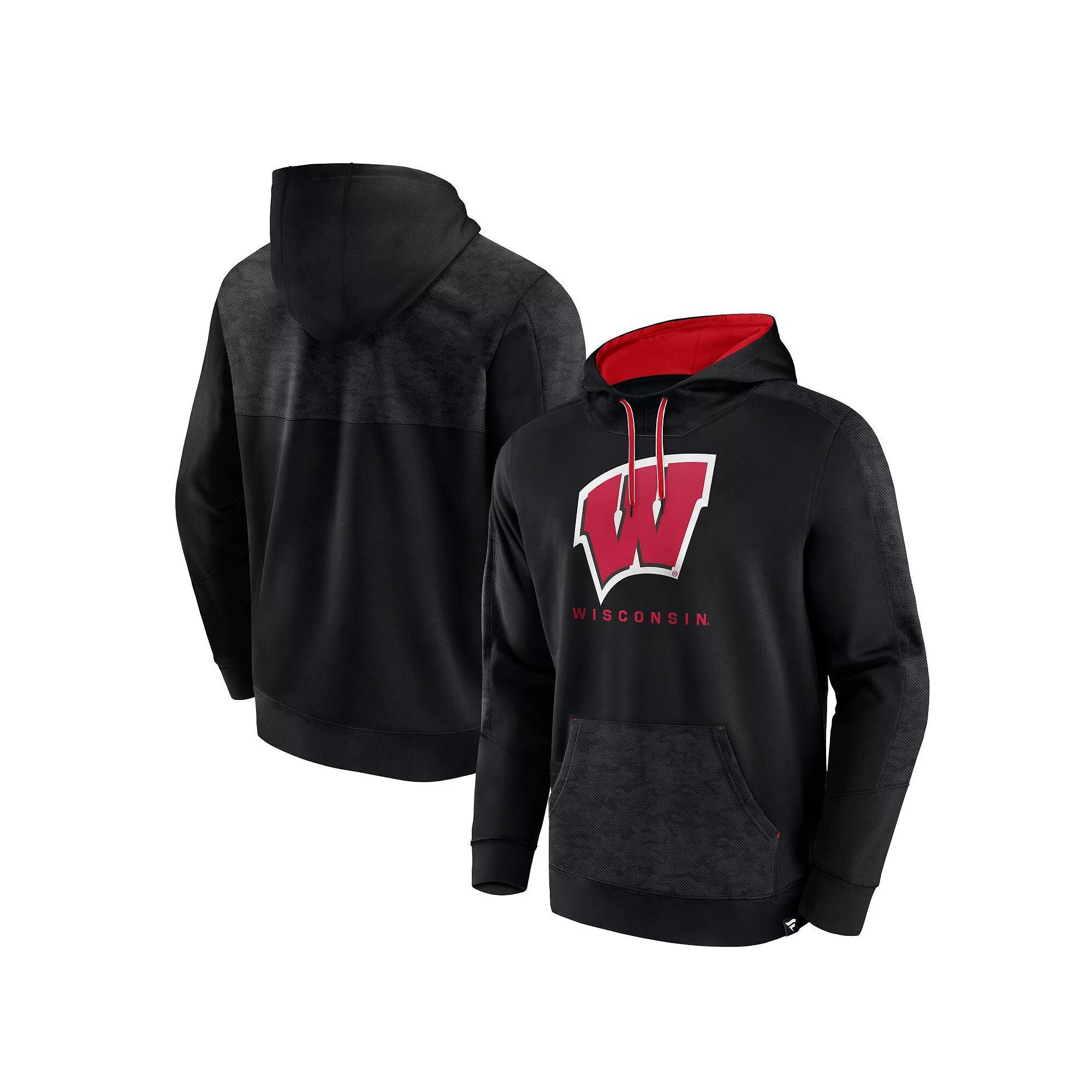 Men's Fanatics Branded Black Wisconsin Badgers Defender Pullover Hoodie, Size: Large Product Image