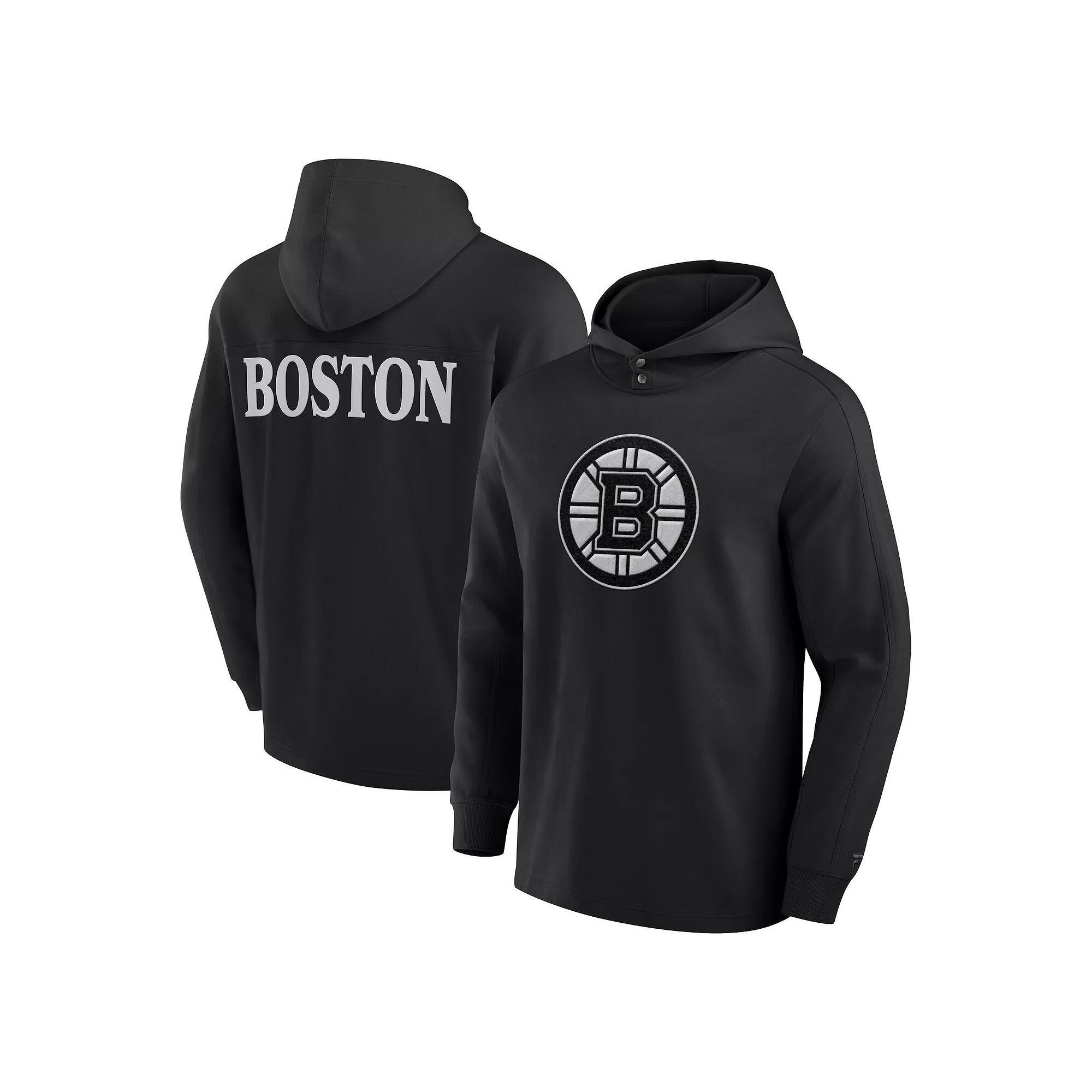 Men's Fanatics Black Boston Bruins Elements Blaze Tri-Blend Long Sleeve Hoodie T-Shirt, Size: 4XL Product Image