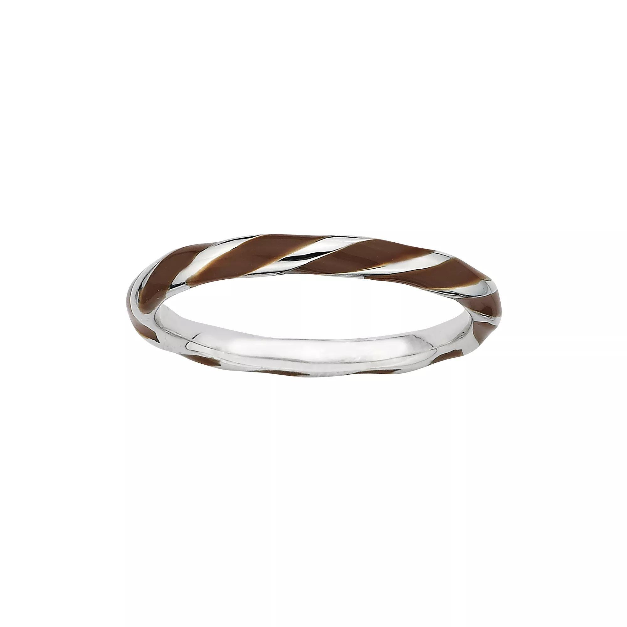 Stacks & Stones Sterling Silver Brown Enamel Twist Stack Ring, Women's, Size: 6 Product Image