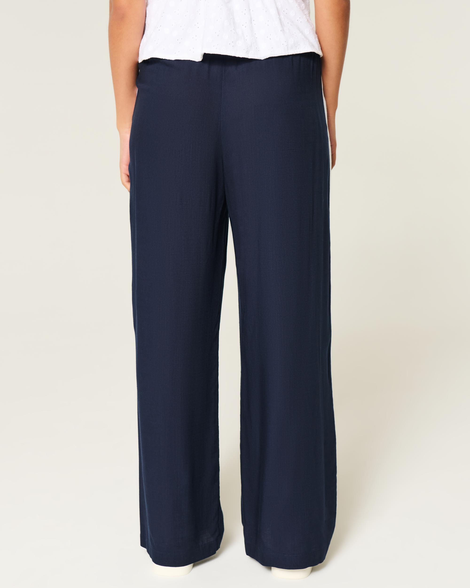 Striped Baggy Pull-On Pants Product Image