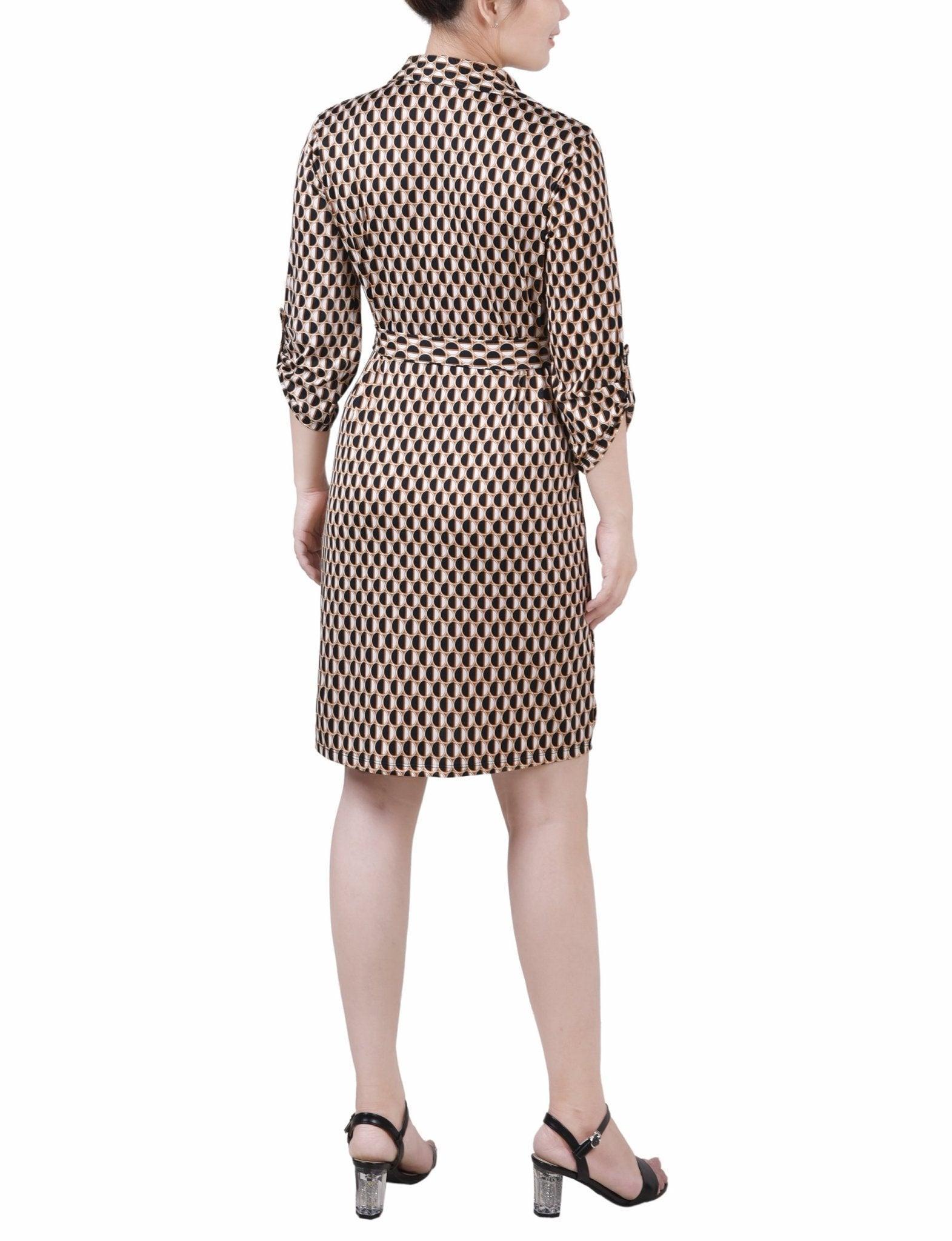 Meerkat Jen Dot 3/4 Roll Tab Sleeve Collared Dress - Petite Product Image