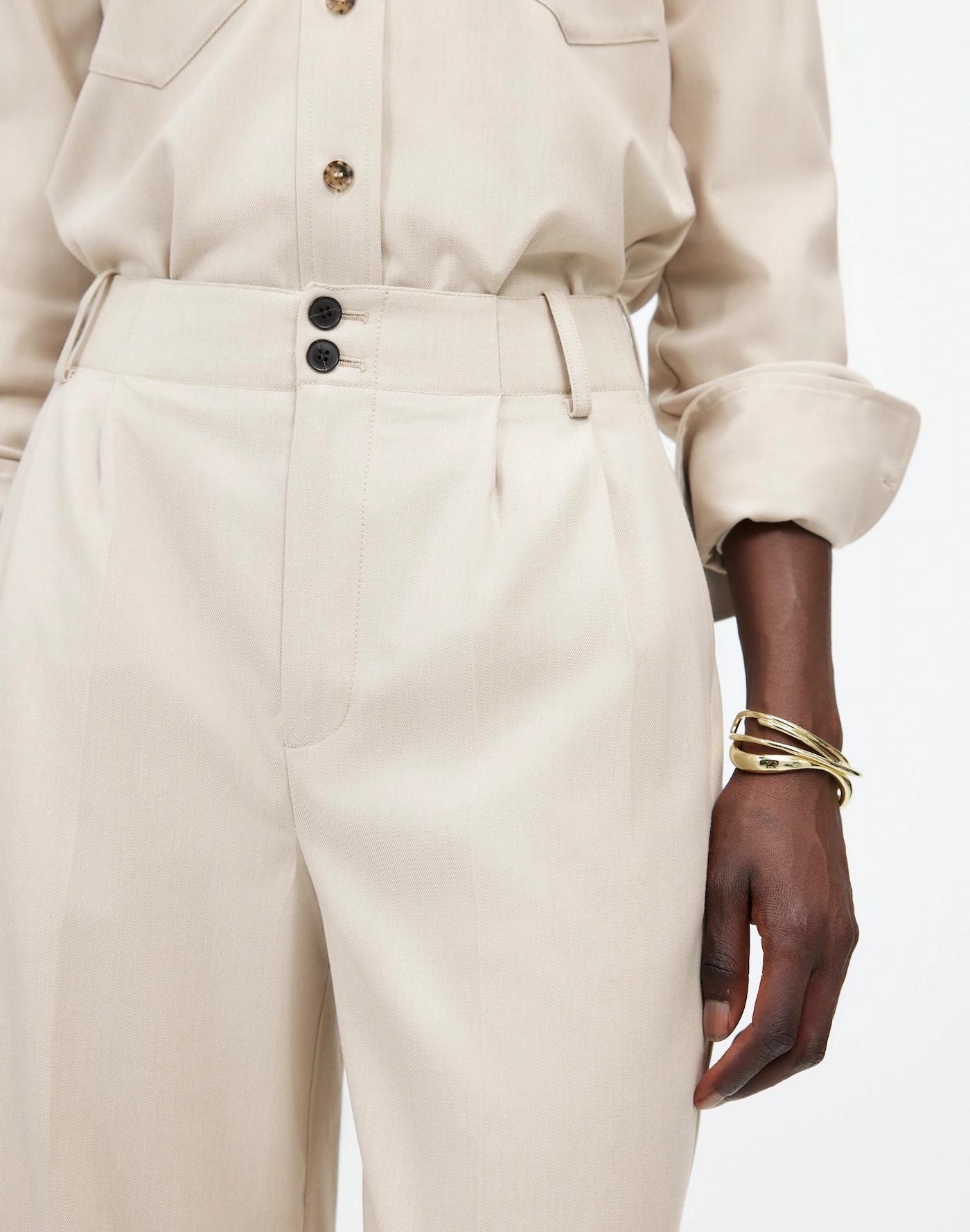 The Harlow Wide-Leg Trouser in Brushed Twill Product Image