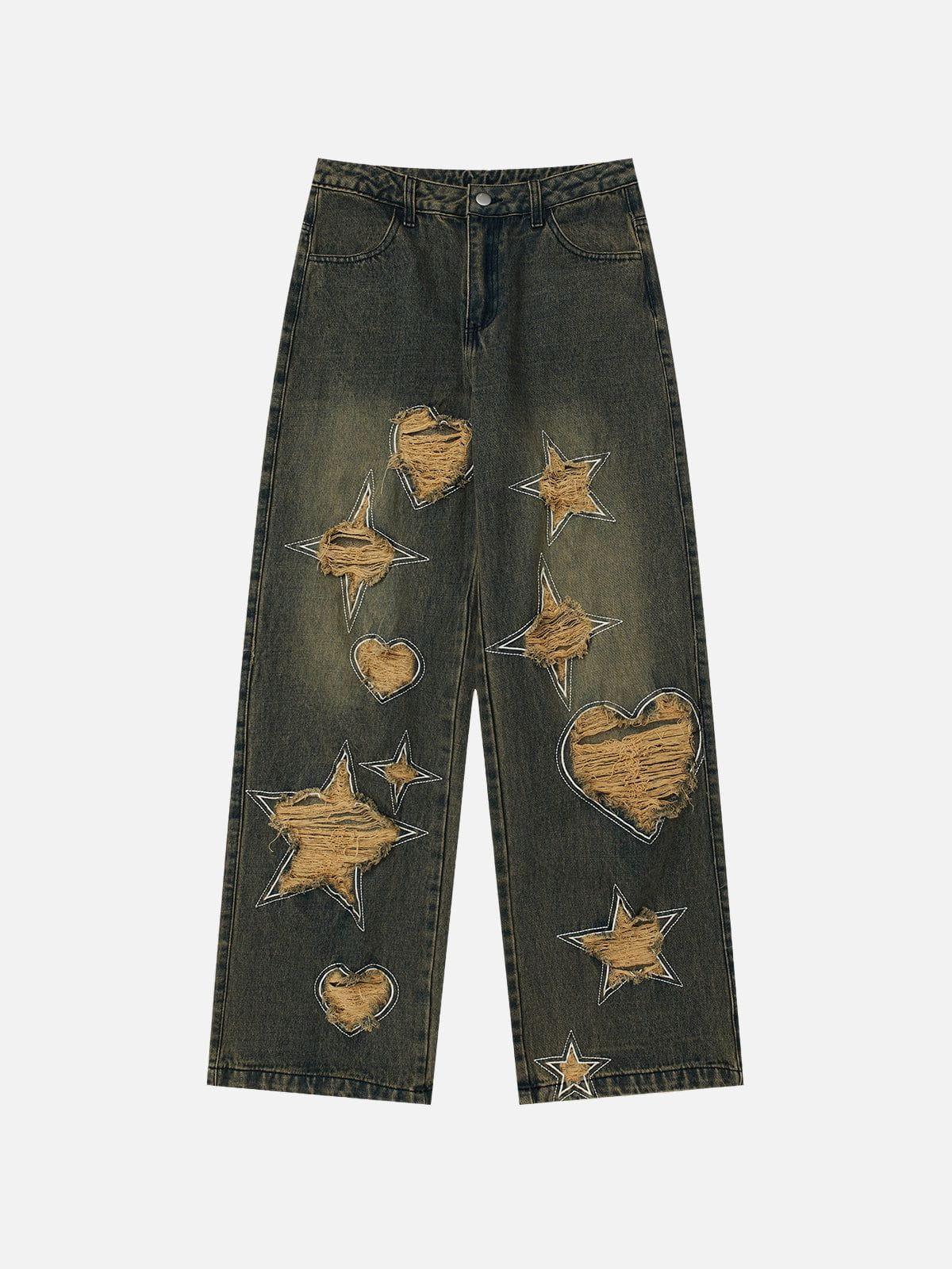 Aelfric Eden Star Heart Distressed Loose Jeans Product Image