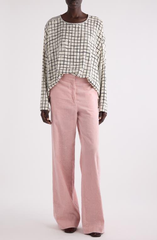 DRIES VAN NOTEN Caias Mixed Grid Print Stretch Silk Top In White Product Image