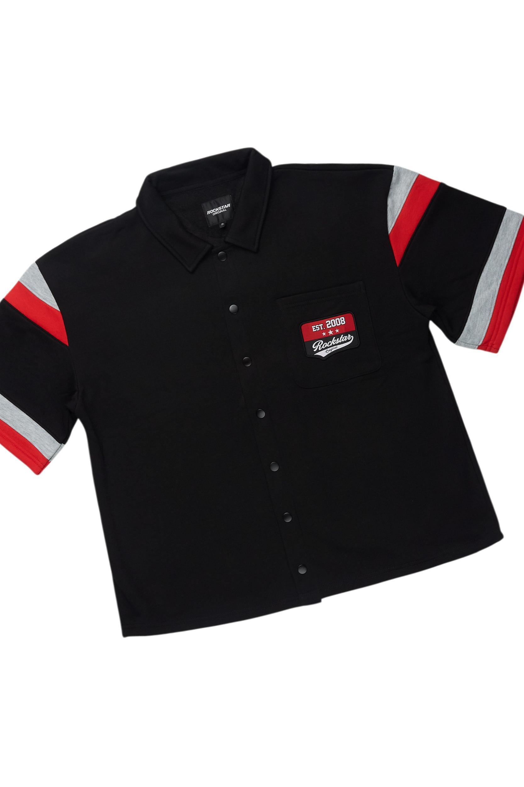 Zavid Black Button Up T-Shirt/Short Set Male Product Image