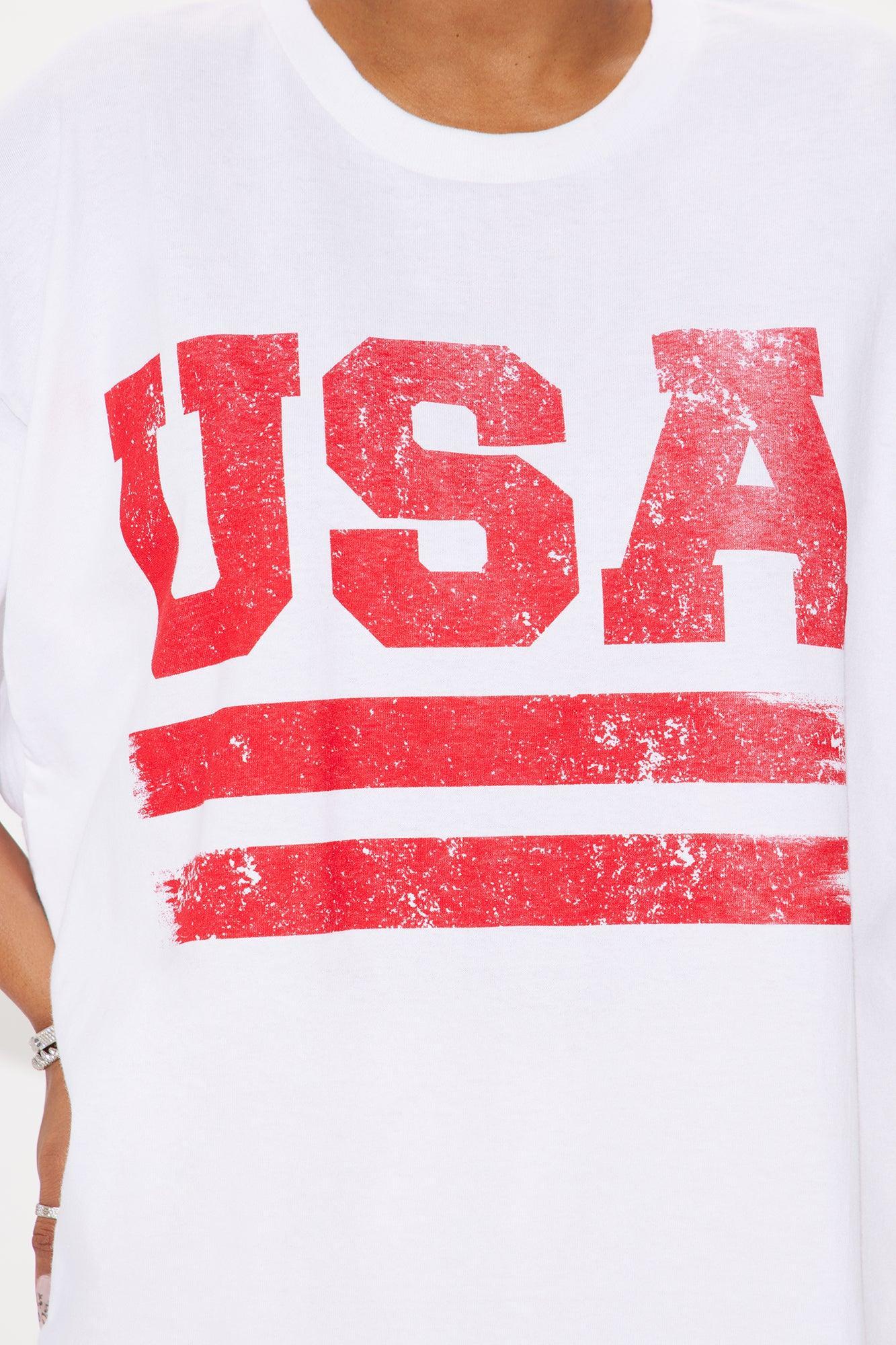 USA Summer Vibe Oversized Tee - White Product Image