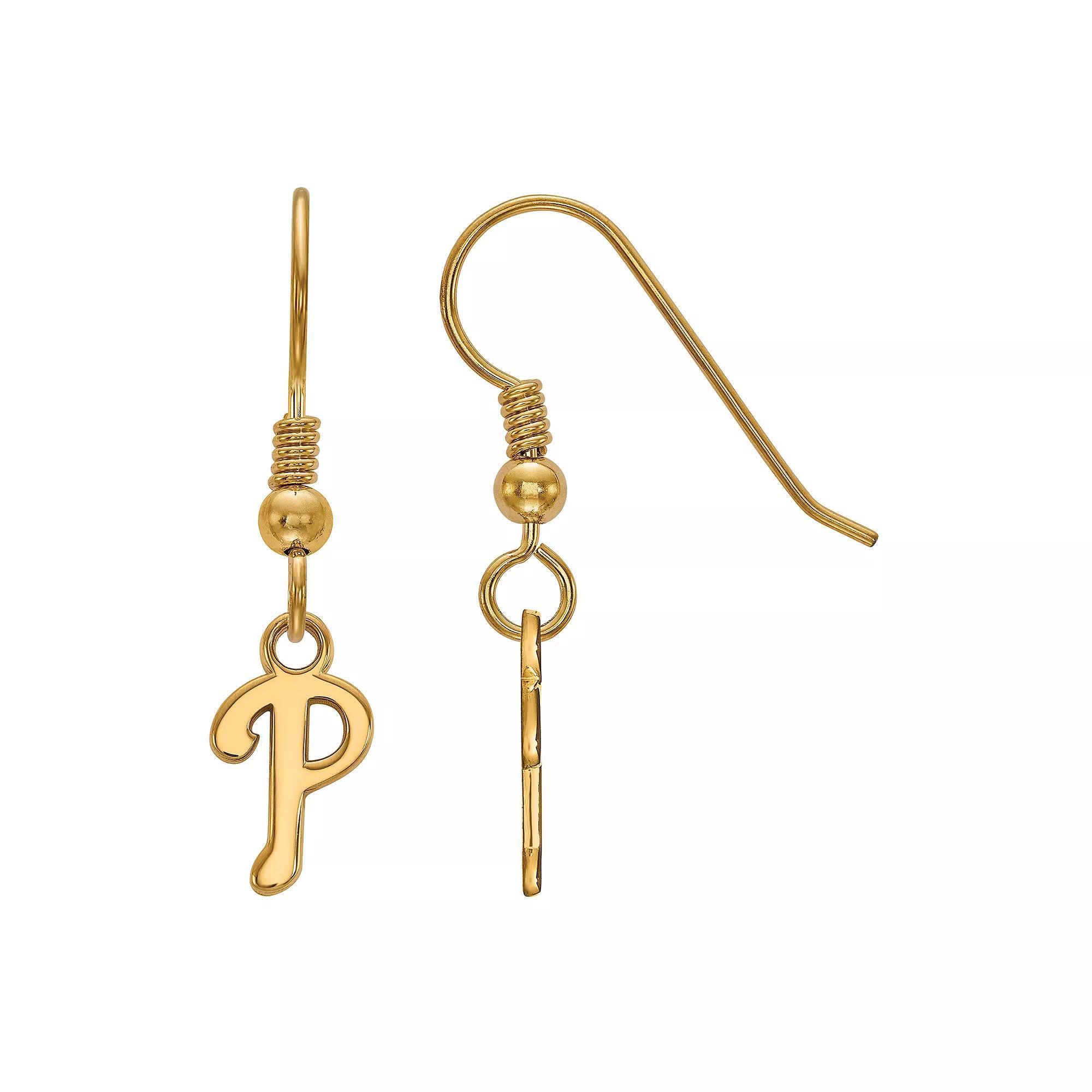 LogoArt Sterling Silver Philadelphia Phillies Extra-Small Dangle Earrings, Women's, Size: 29 mm, Gold Tone Product Image