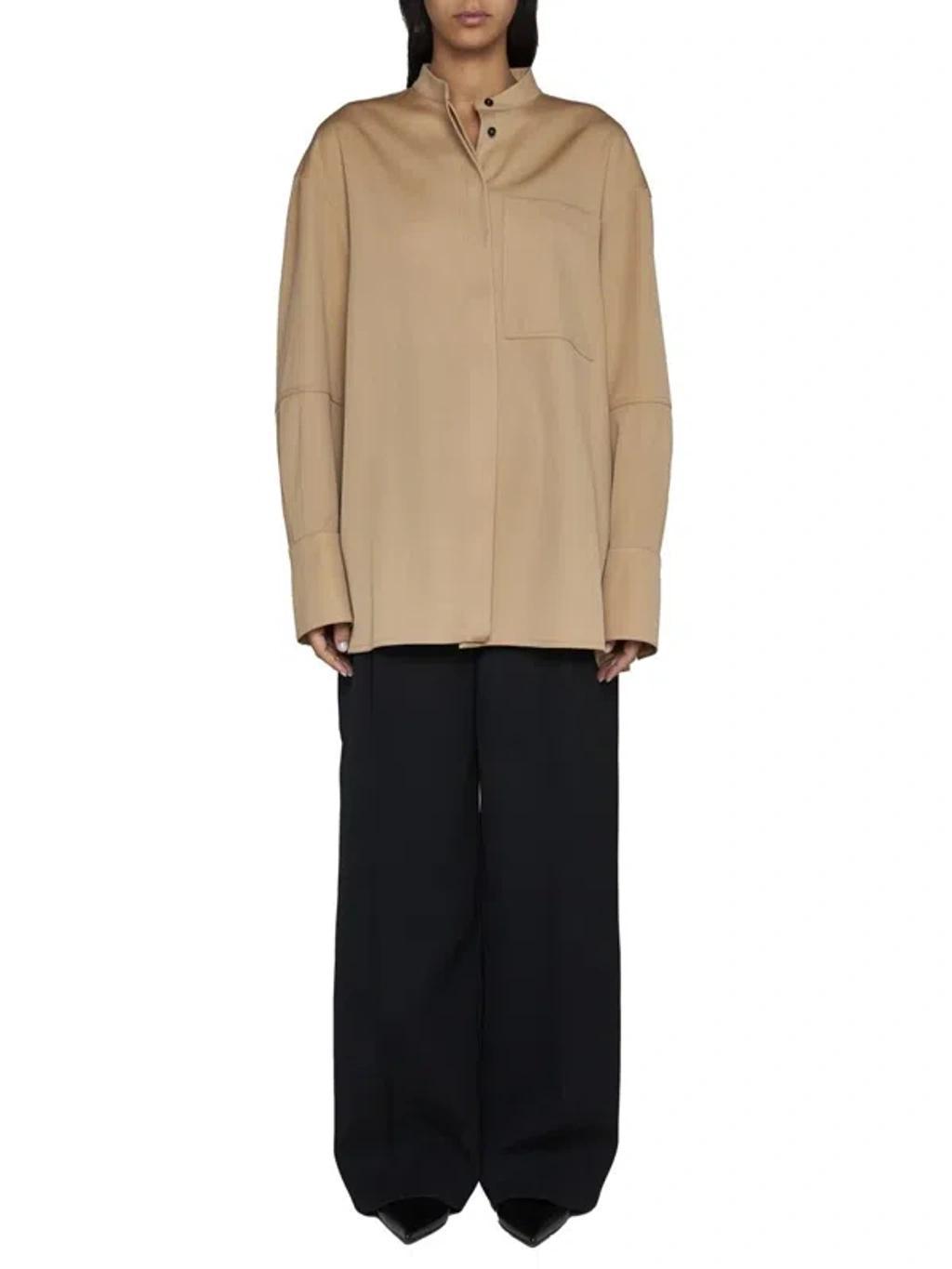 JIL SANDER Long Sleeved Button In Beige Product Image