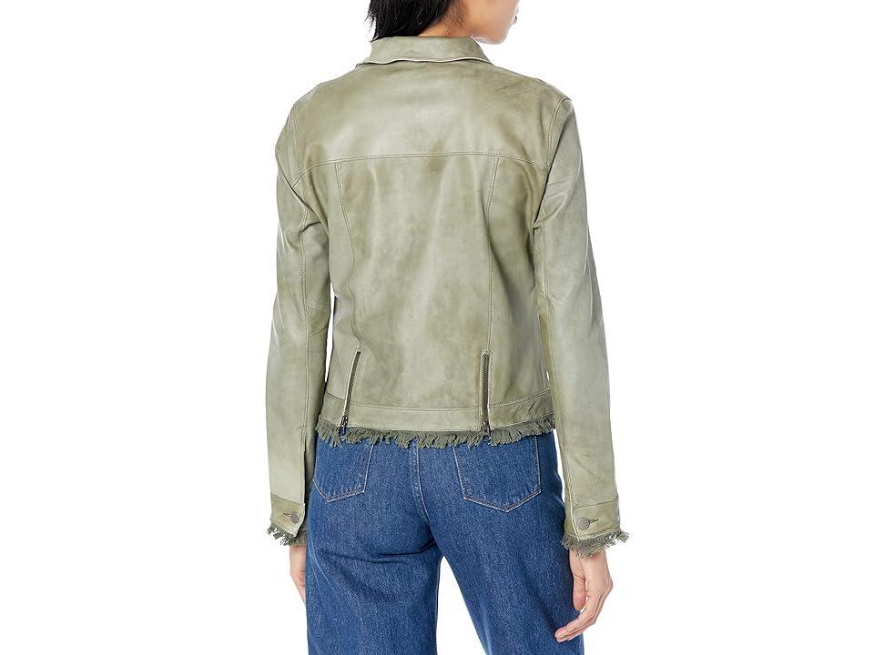 jakett NEW YORK Alexa Patina Leather Jacket (Army) Women's Clothing Product Image
