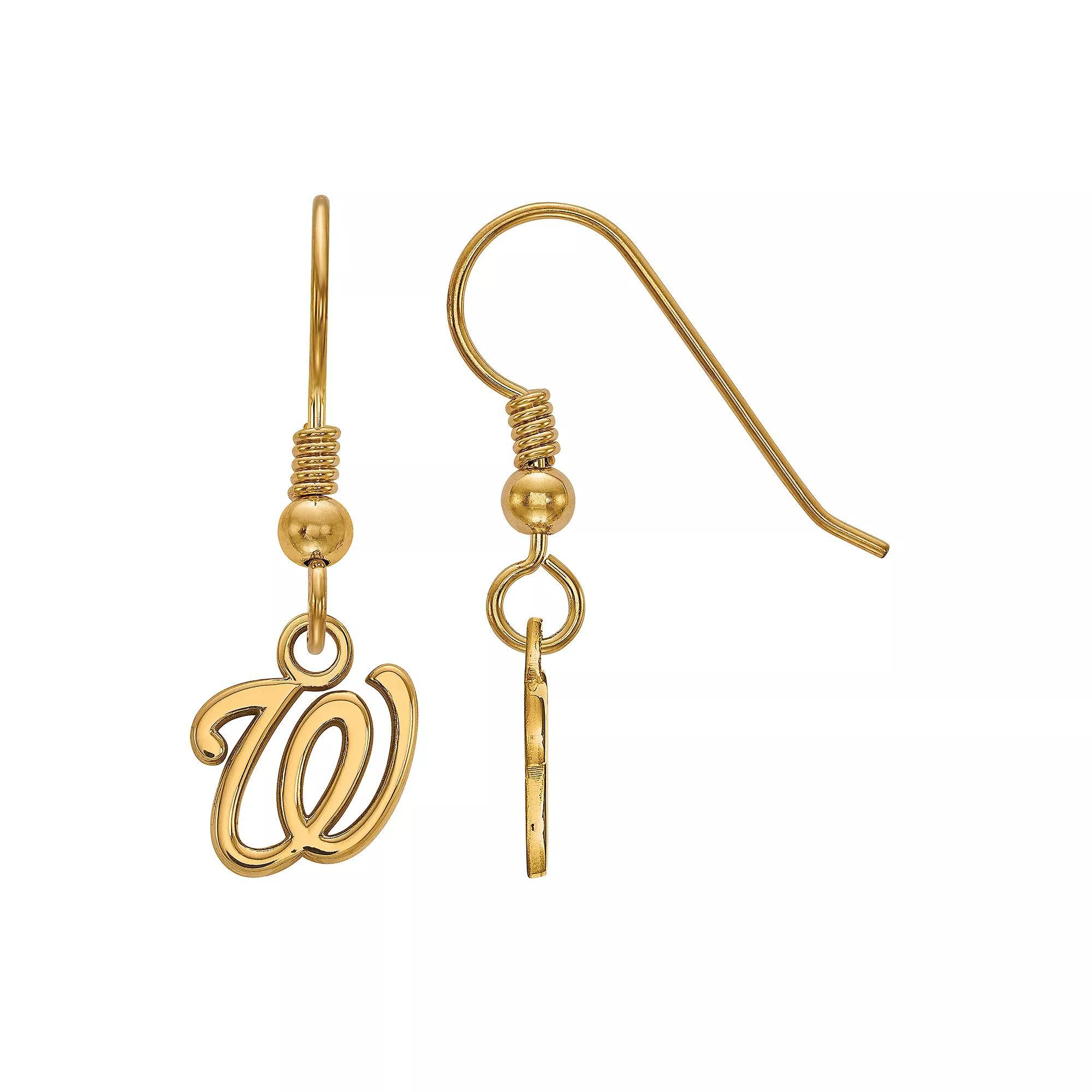 LogoArt Sterling Silver Washington Nationals Drop Earrings, Women's, Size: 29 mm, 14k Gold Plated Product Image