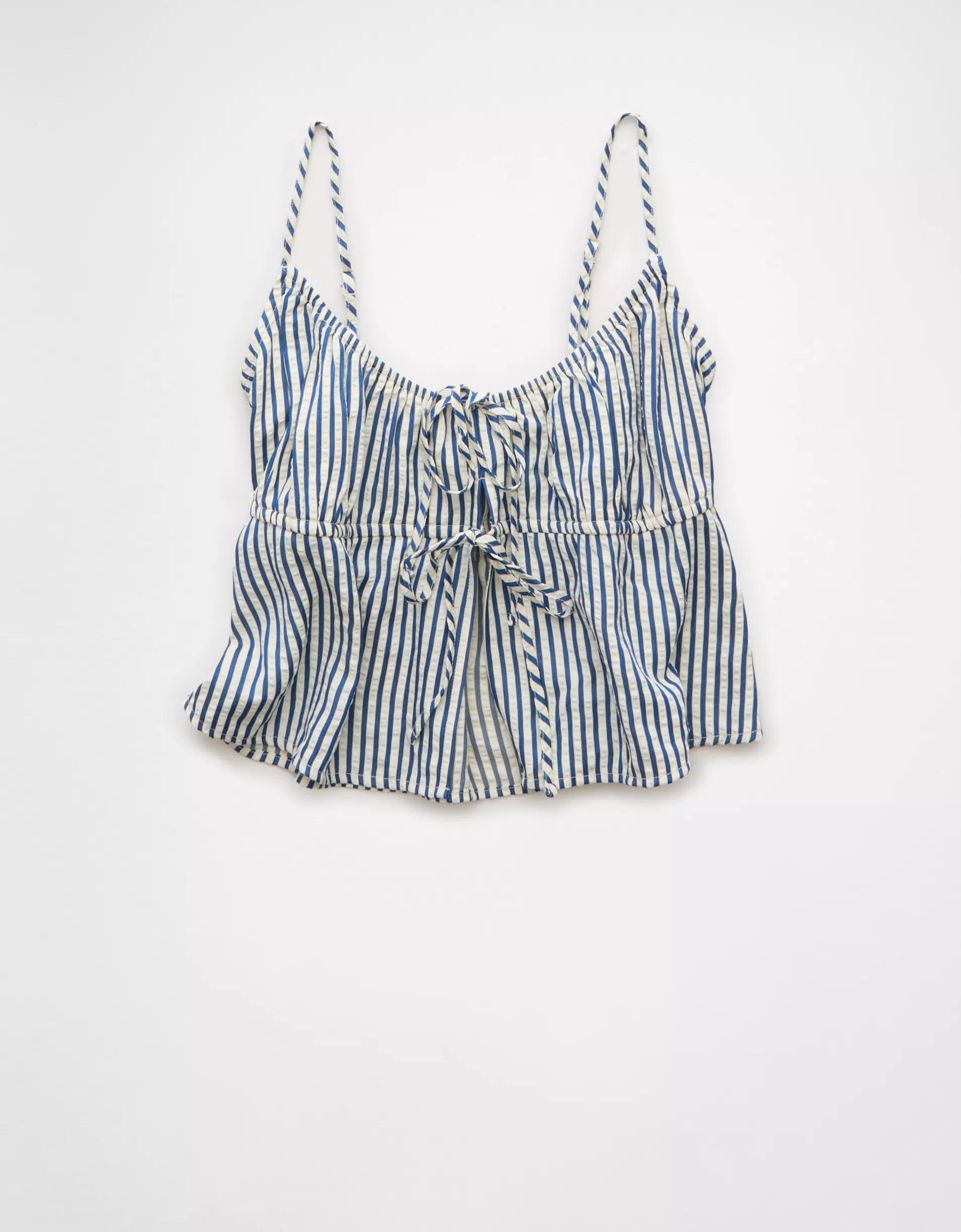 AE Tie Front Seersucker Cami Product Image