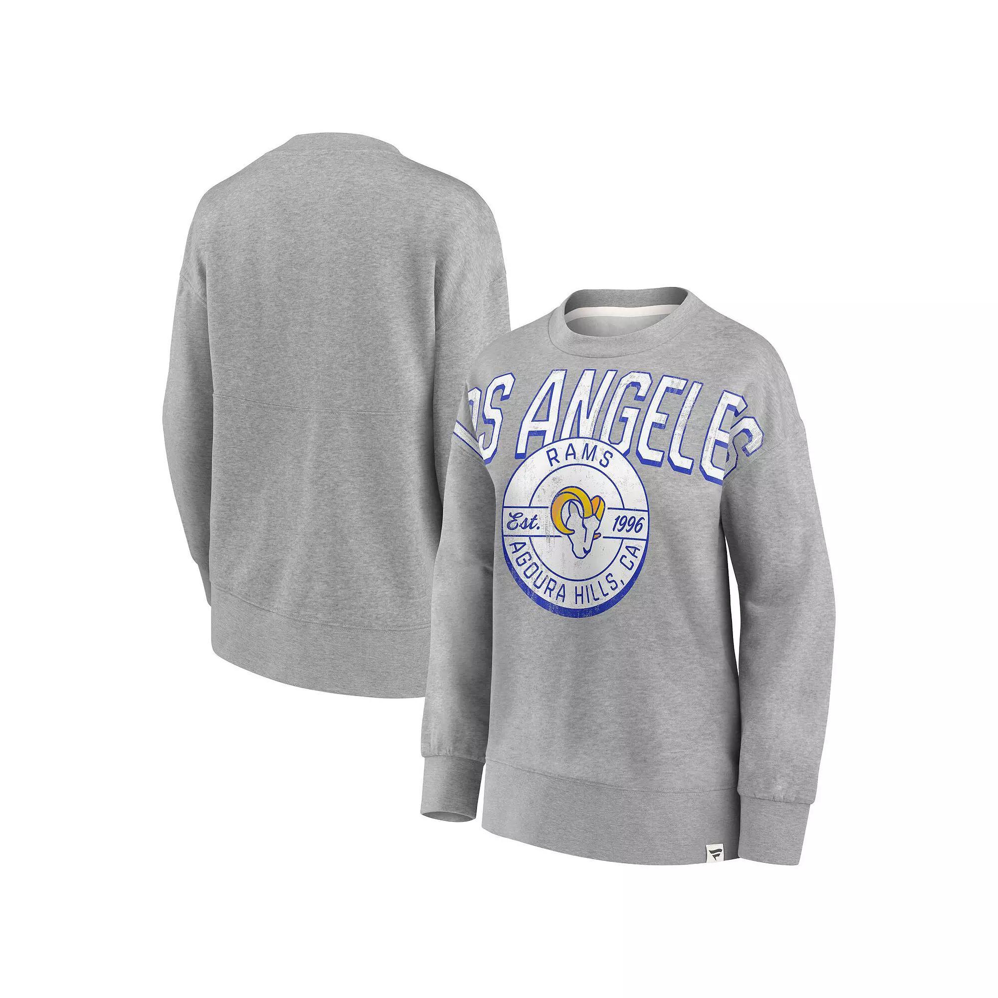 Women's Fanatics Branded Heathered Gray Los Angeles Rams Jump Distribution Tri-Blend Pullover Sweatshirt, Size: XS, Grey Product Image