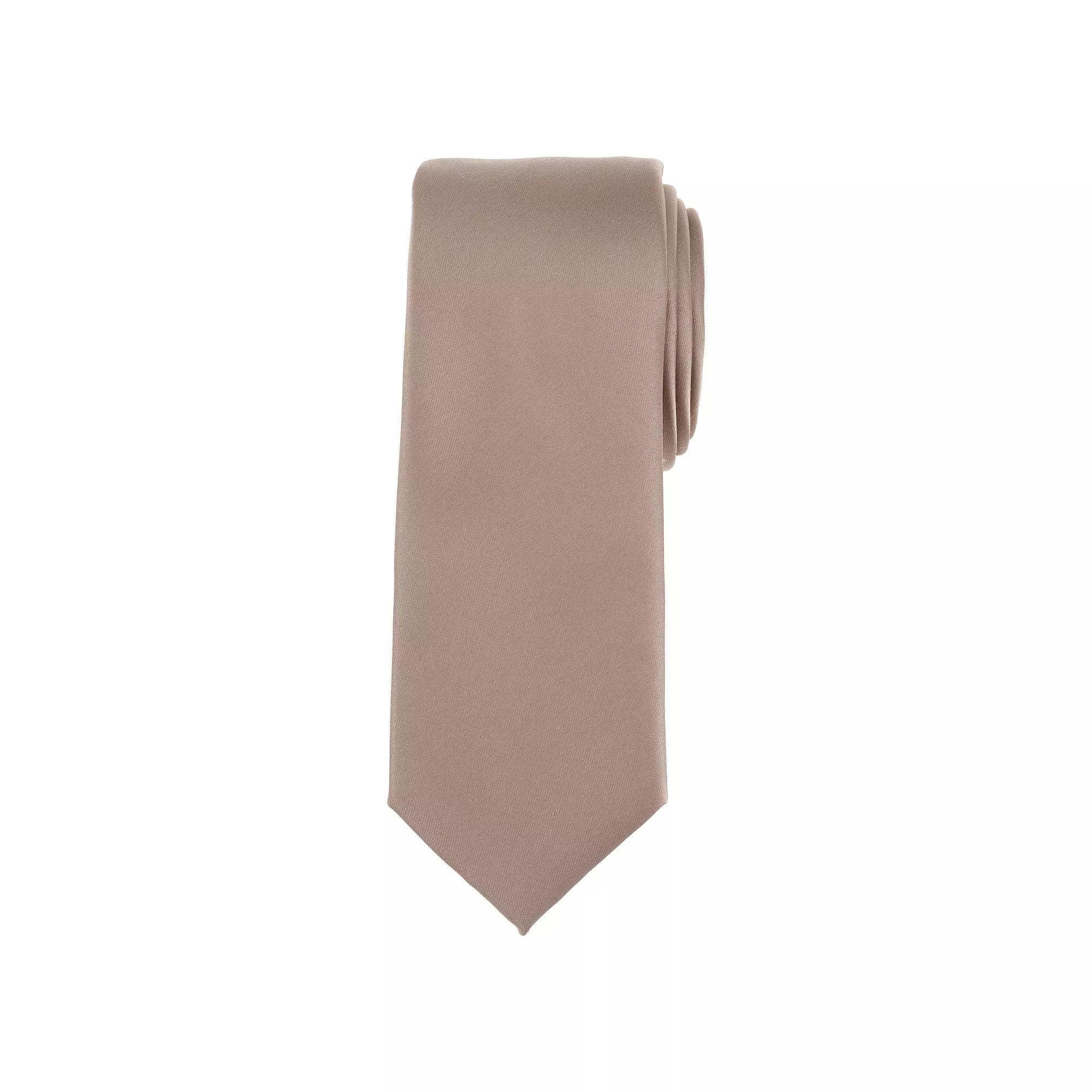 Mens Bespoke Solid Sateen Slim Tie, Brown Product Image