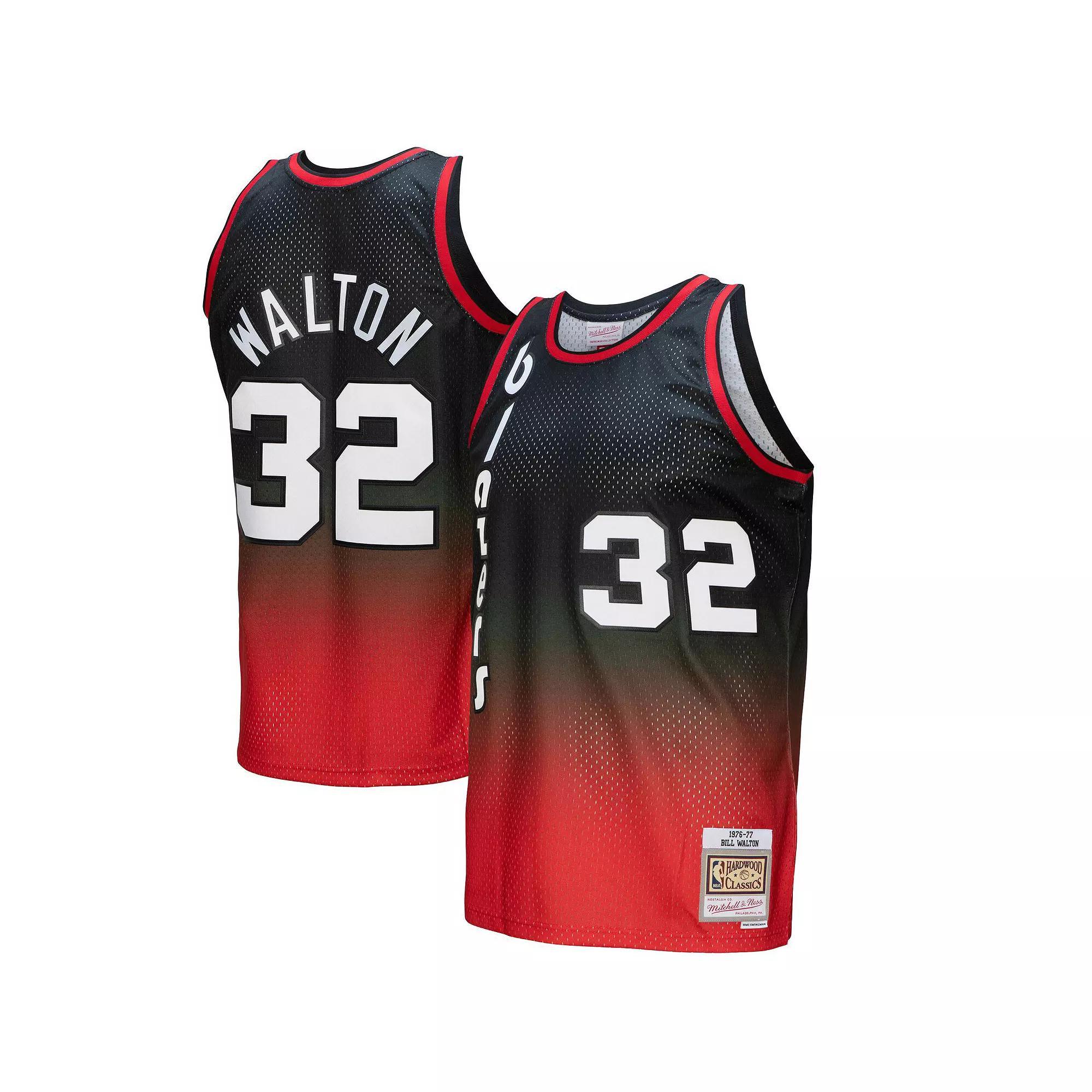 Men's Mitchell & Ness Bill Walton Red/Black Portland Trail Blazers 1976/77 Hardwood Classics Fadeaway Swingman Player Jersey, Size: Small Product Image