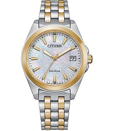 Citizen Eco-Drive Womens Corso Two-Tone Stainless Steel Bracelet Watch - EO1226-59X Rose Tone Silver Product Image