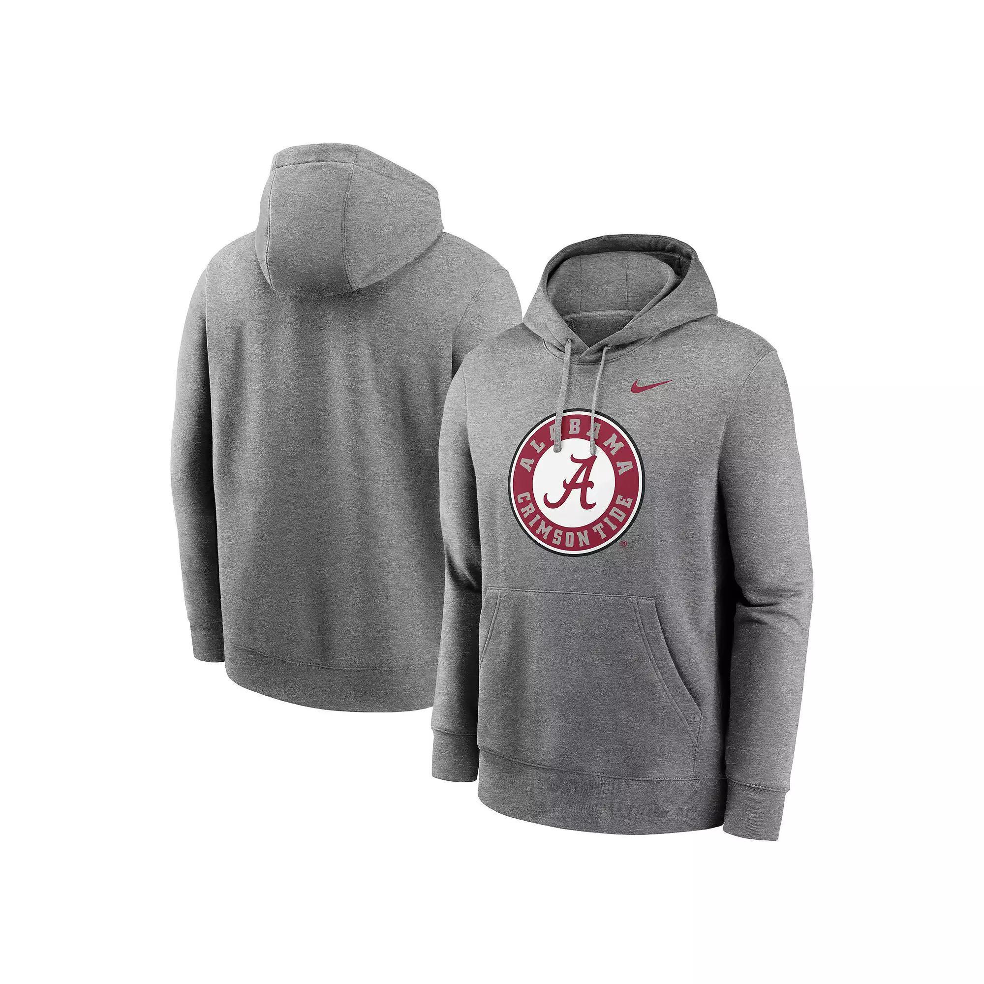 Men's Nike Heather Gray Alabama Crimson Tide Primetime Alternate Logo Club Fleece Pullover Hoodie, Size: 2XL, Grey Product Image