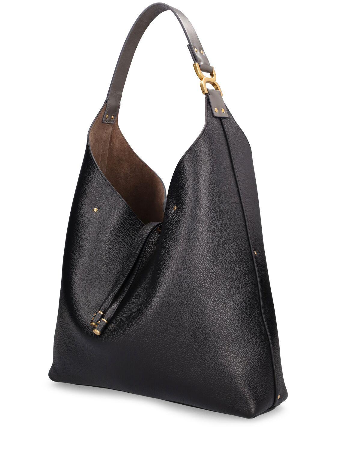 CHLOÉ Small Marcie Leather Tote Bag In Black Product Image