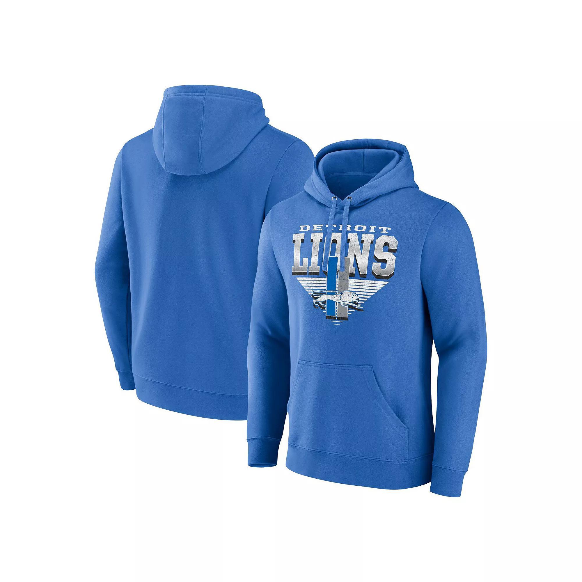 Men's Fanatics Blue Detroit Lions Geometric Chrome Pullover Hoodie, Size: Large Product Image
