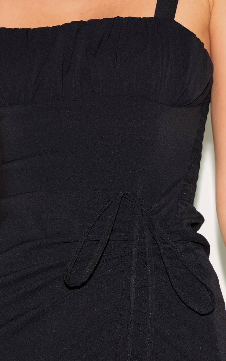 Black Strappy Ruched Detail Maxi Dress Product Image