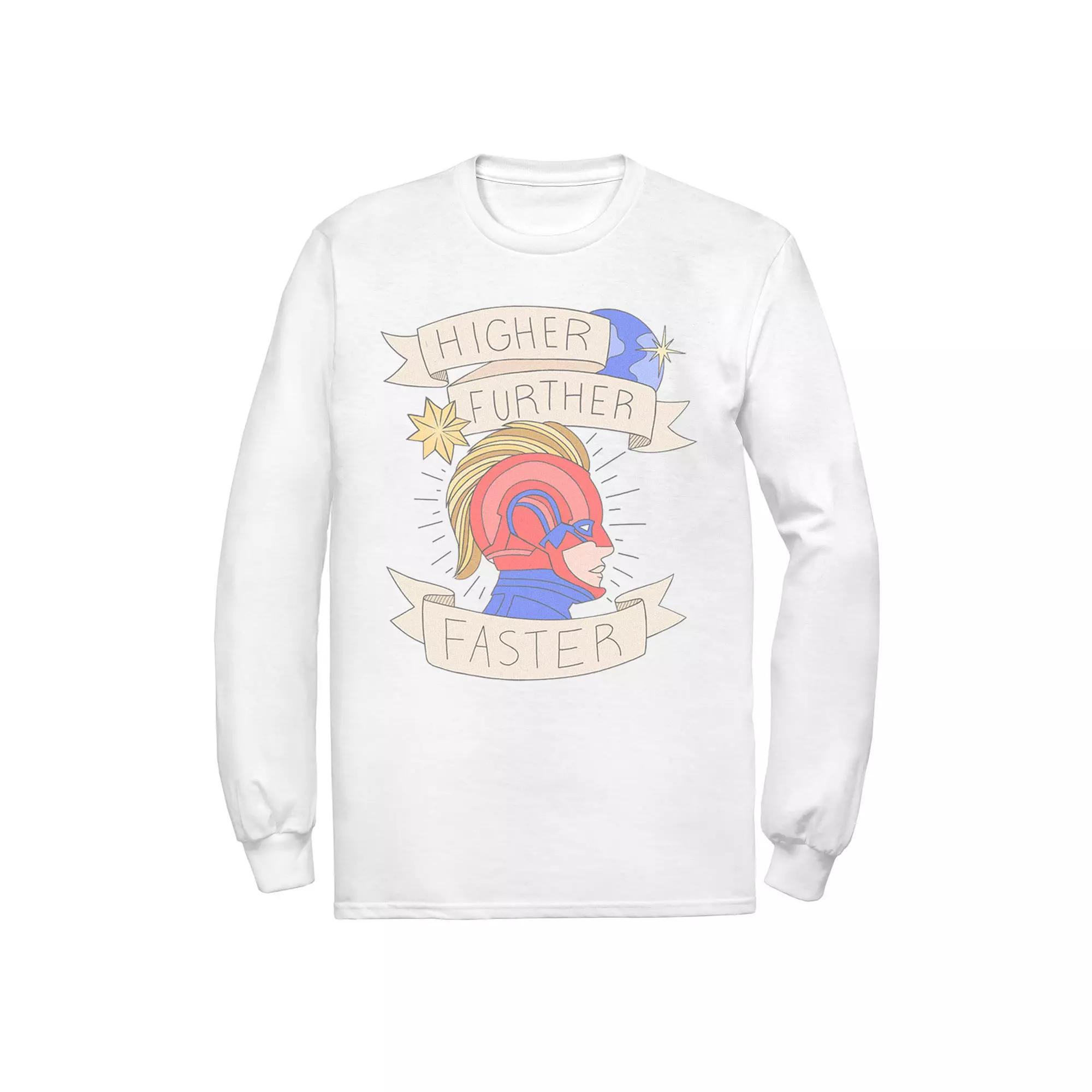 Men's Marvel Captain Marvel Higher Further Faster Banner Tee, Size: XL, White Product Image
