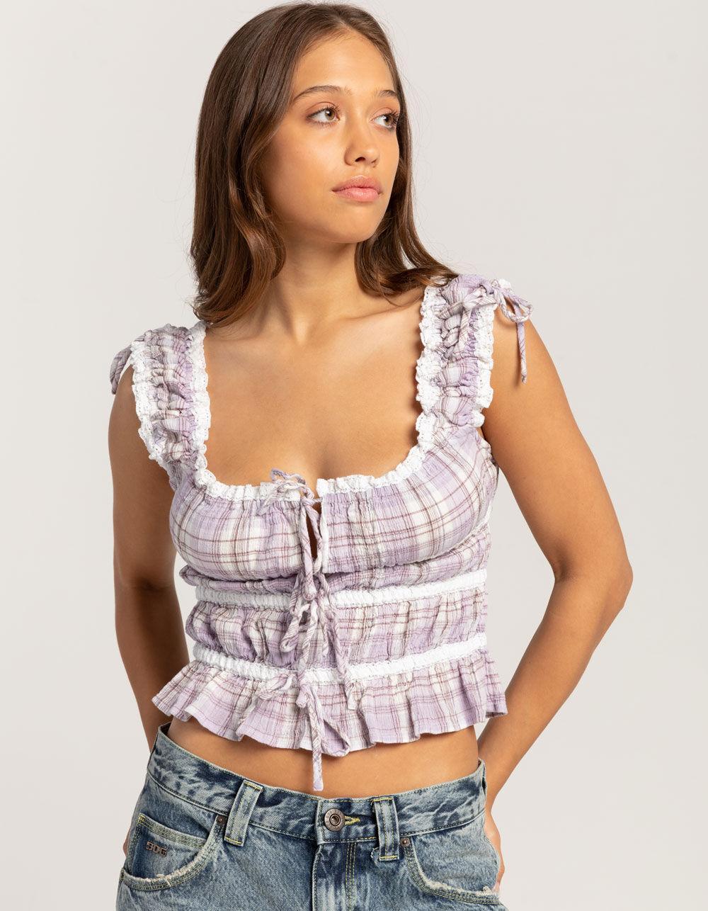 BDG Urban Outfitters Check Tie Front Womens Cami - MULTI Product Image