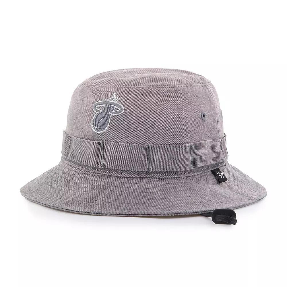Men's '47  Charcoal Miami Heat Buxton Garment Washed Bucket Hat Product Image