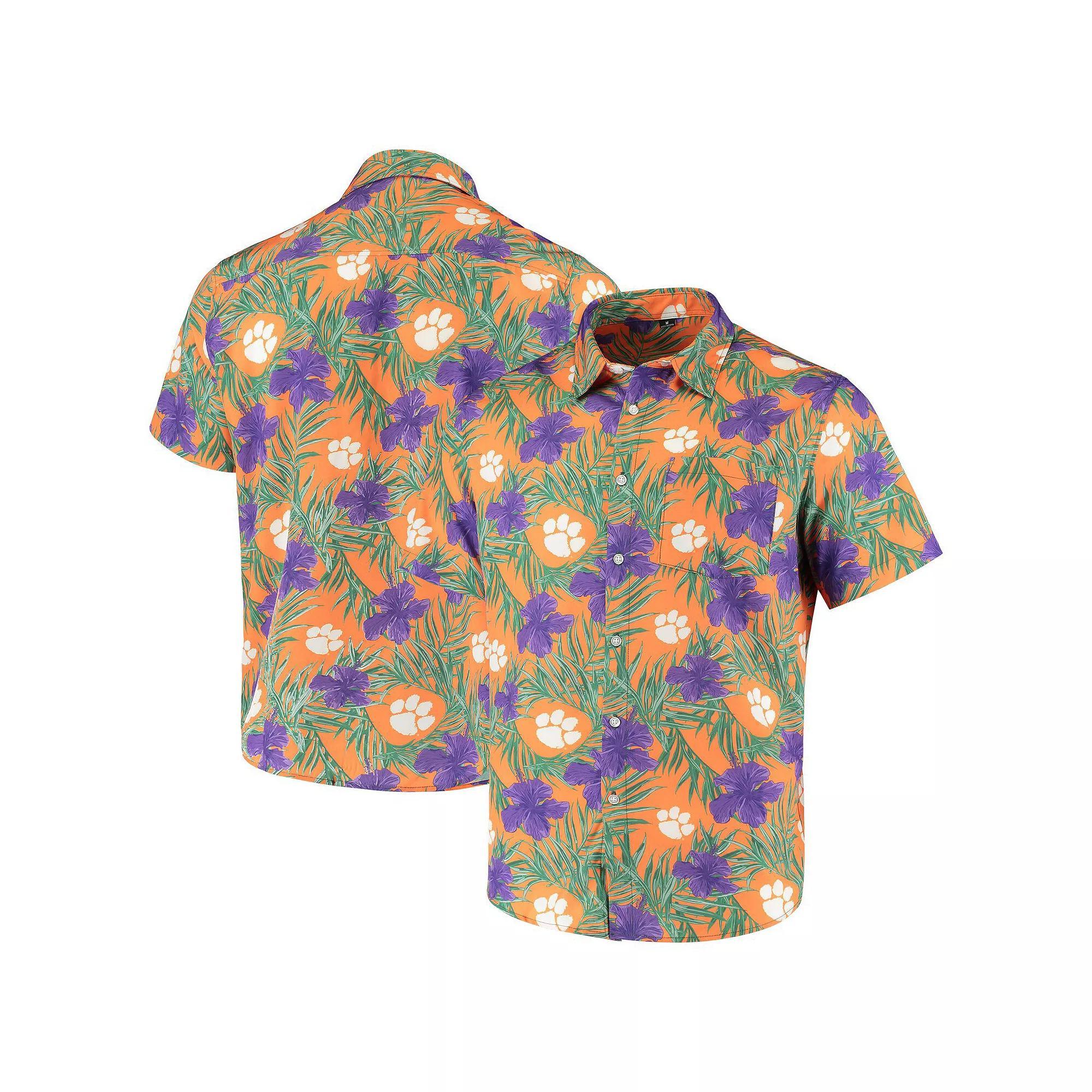 Men's Orange Clemson Tigers Floral Button-Up Shirt, Size: 2XL Product Image
