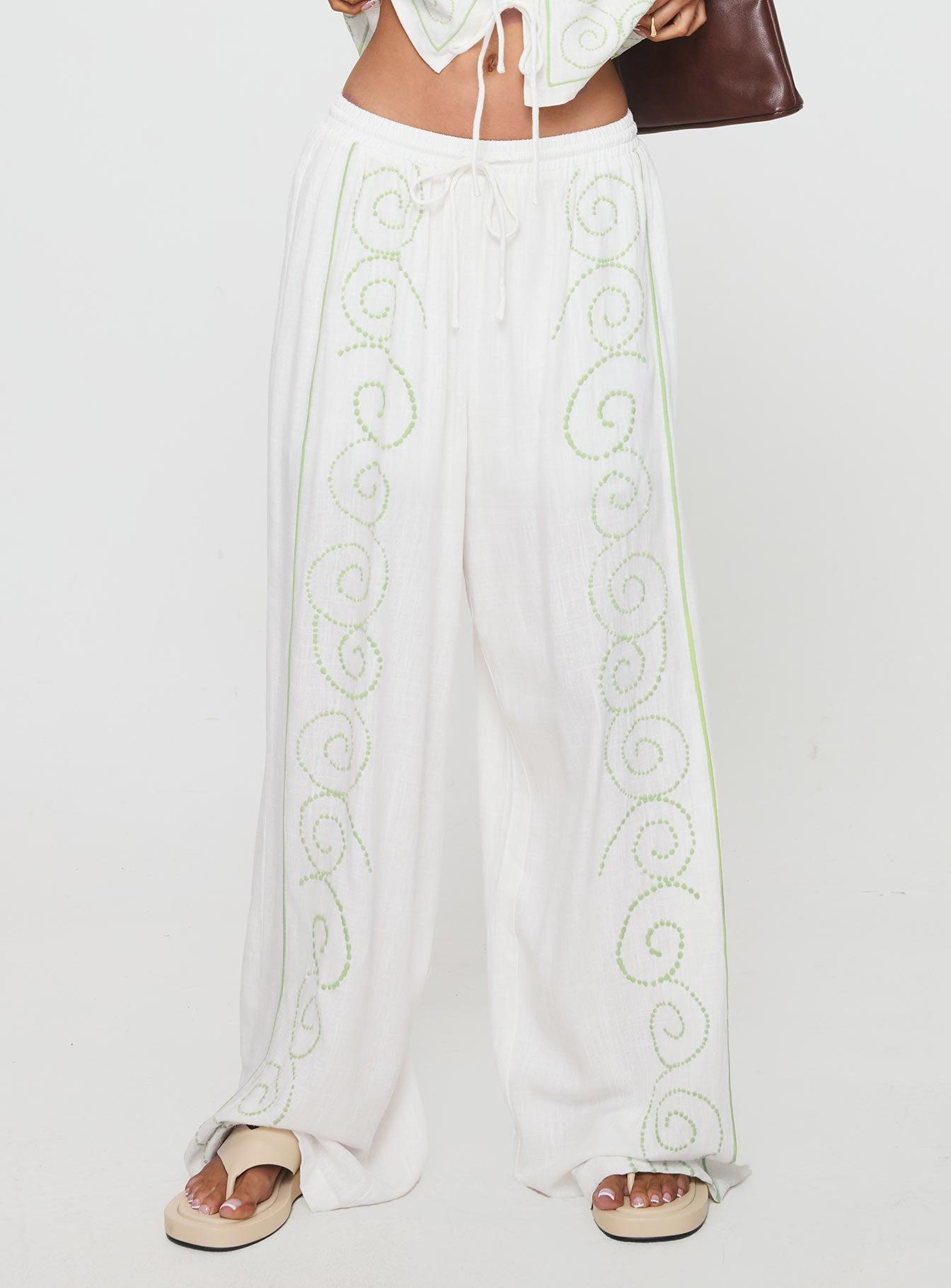 Kindred Pants White / Green Product Image