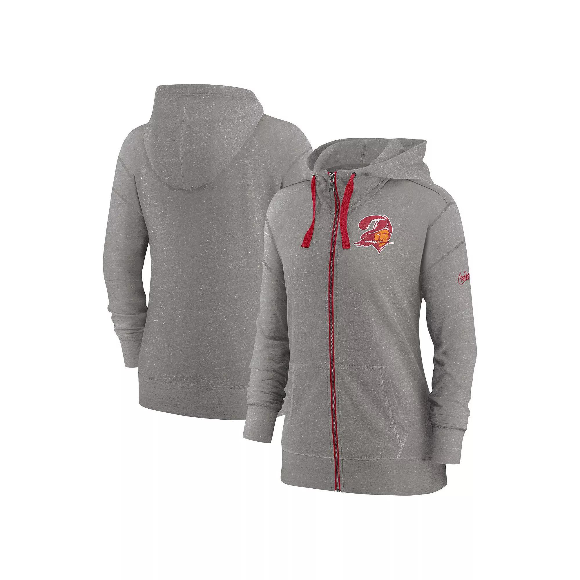 Women's Nike Heather Charcoal Tampa Bay Buccaneers Gym Vintage Full-Zip Hoodie, Size: 2XL Product Image