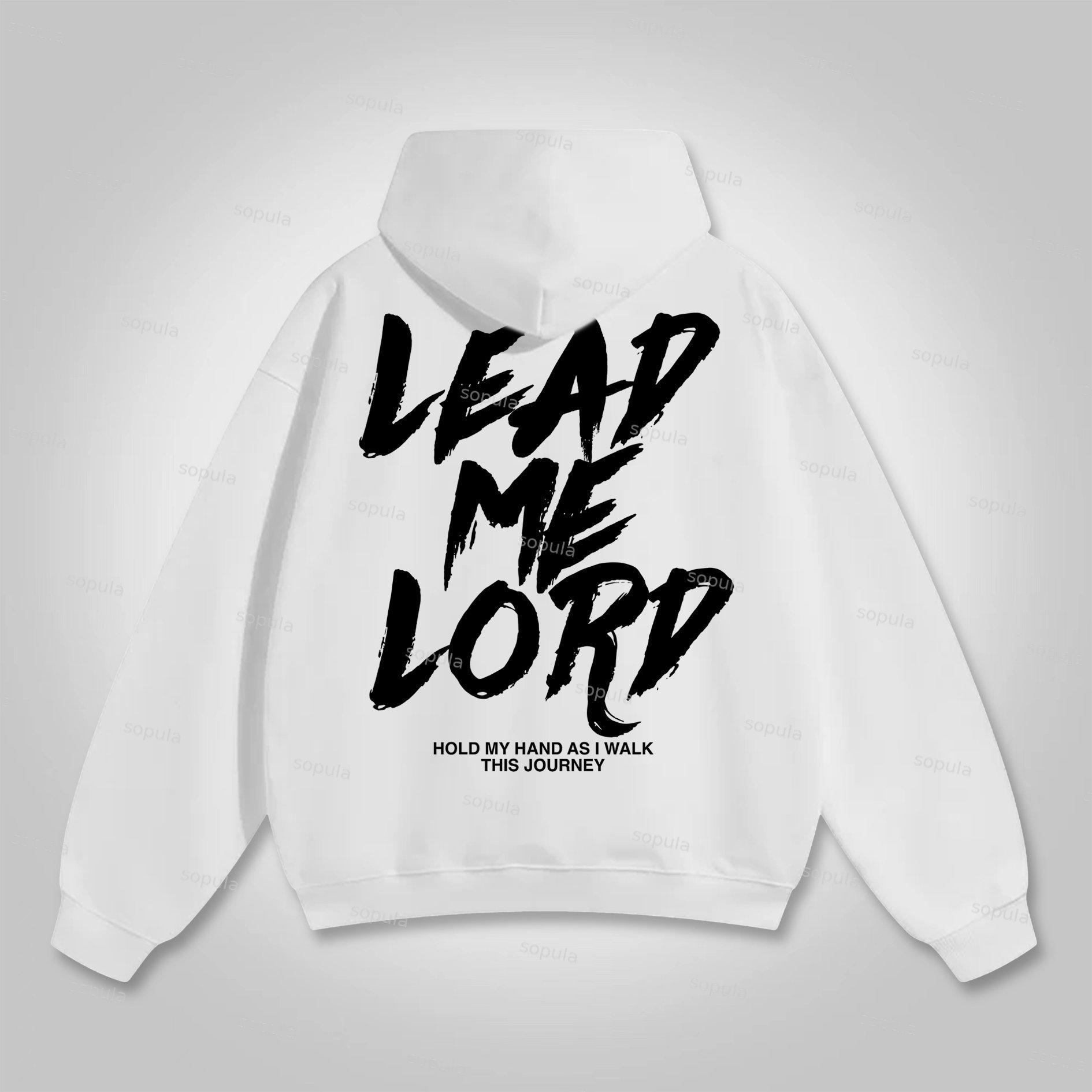 Sopula Lead Me Lord Slogan Graphics Cotton Pocket Hoodie Product Image