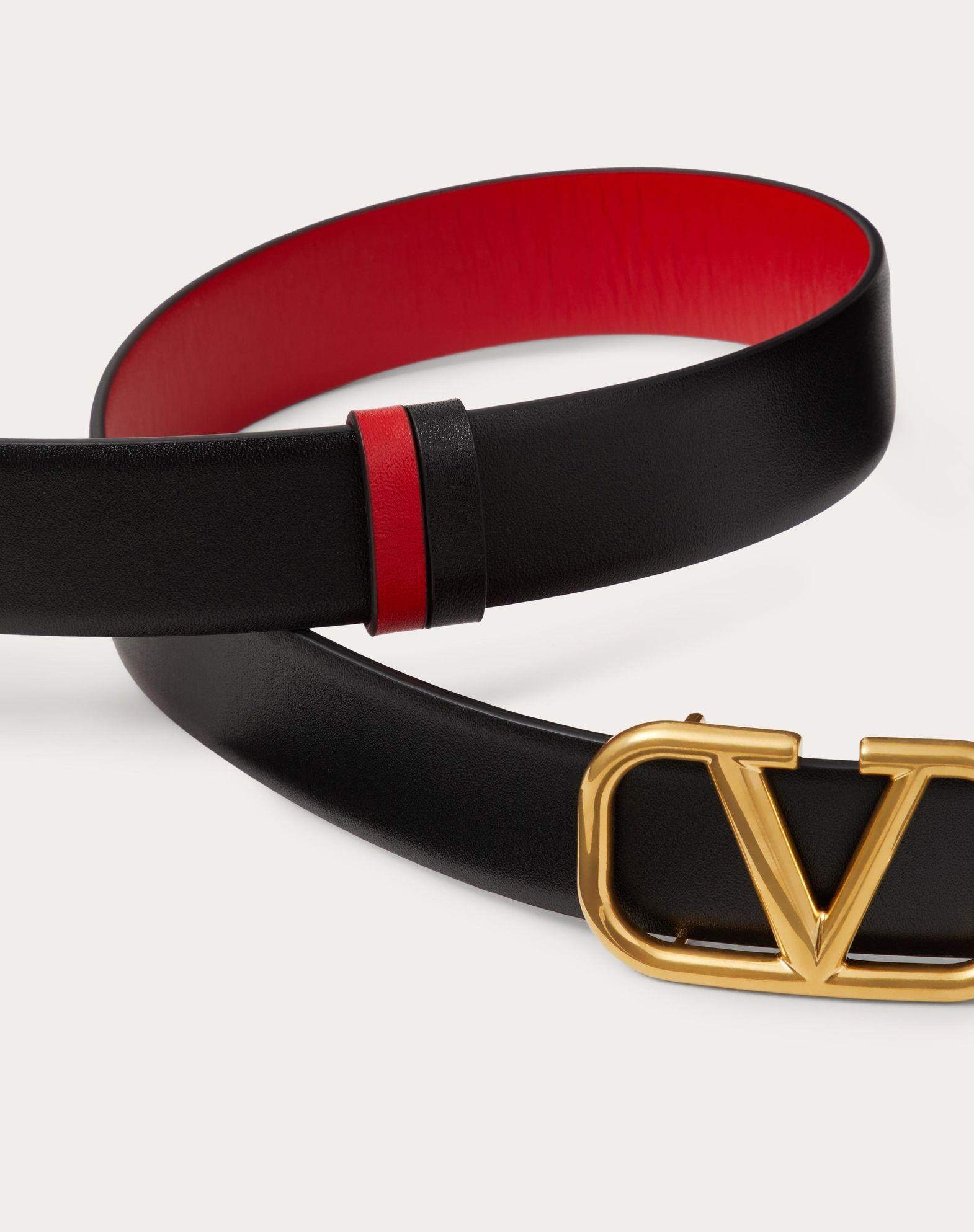 Reversible Vlogo Signature Belt In Glossy Calfskin 30 Mm Product Image