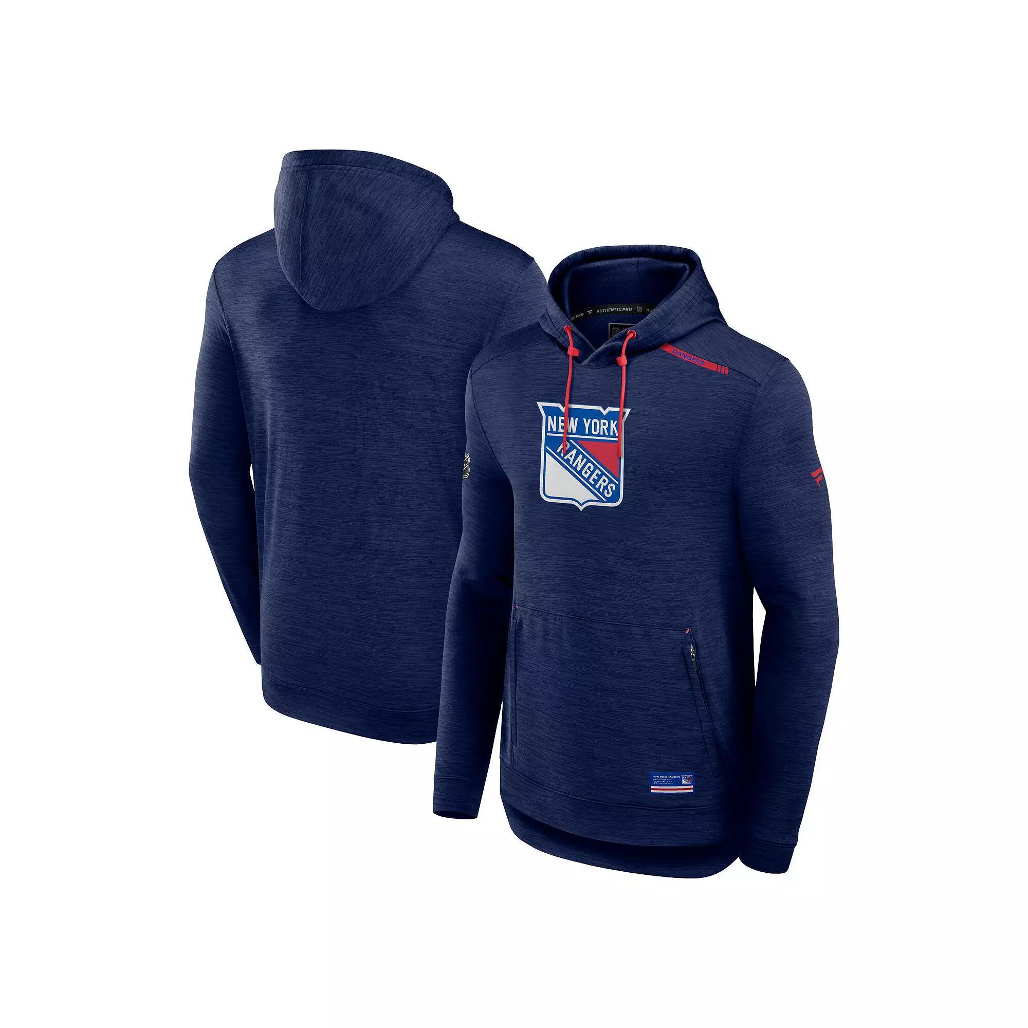 Men's Fanatics  Navy New York Rangers Authentic Pro Tech Pullover Hoodie, Size: Small, Ran Blue Product Image