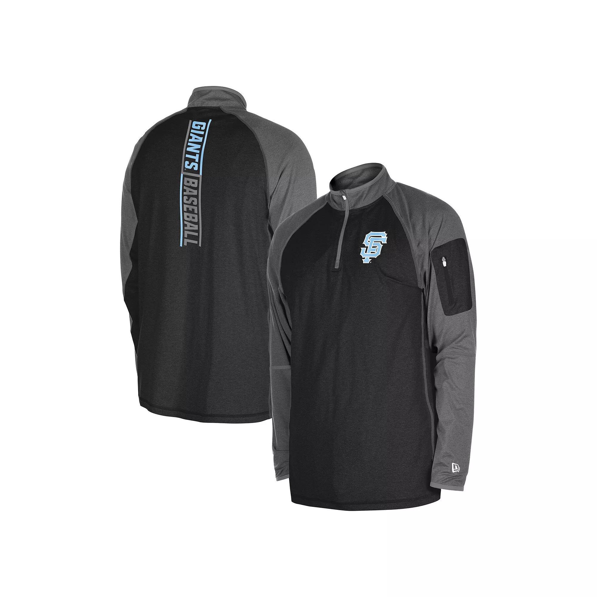 Men's New Era Black San Francisco Giants Father's Day Raglan Quarter-Zip Top, Size: Medium Product Image