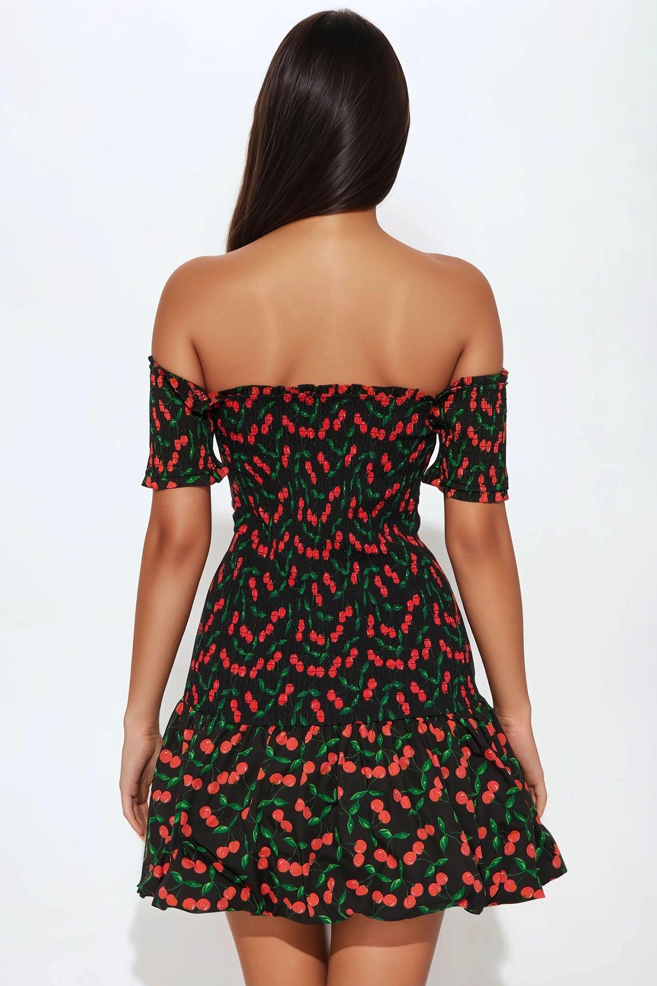Sarah Smocked Mini Dress - Black/combo Product Image