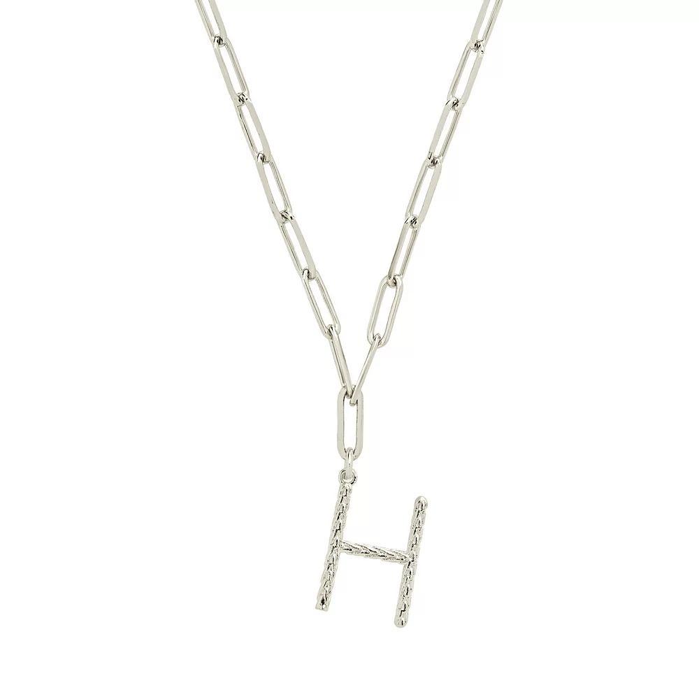 MC Collective Braided Initial Pendant Necklace, Women's, Size: 16", Silver Tone H Product Image