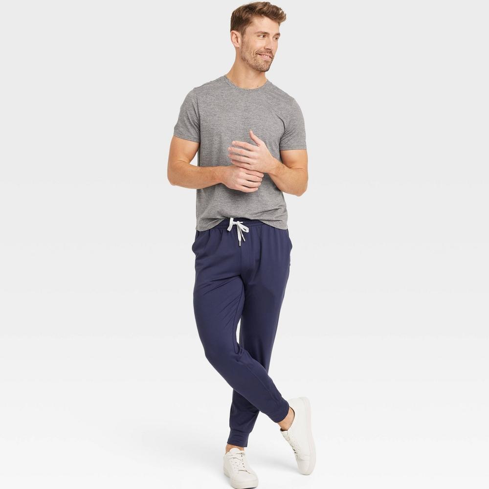 Mens Soft Stretch Jogger Pants - All In Motion Starless Night Blue XXL: Recycled Polyester, Spandex, Moisture Wicking, Quick Drying Product Image