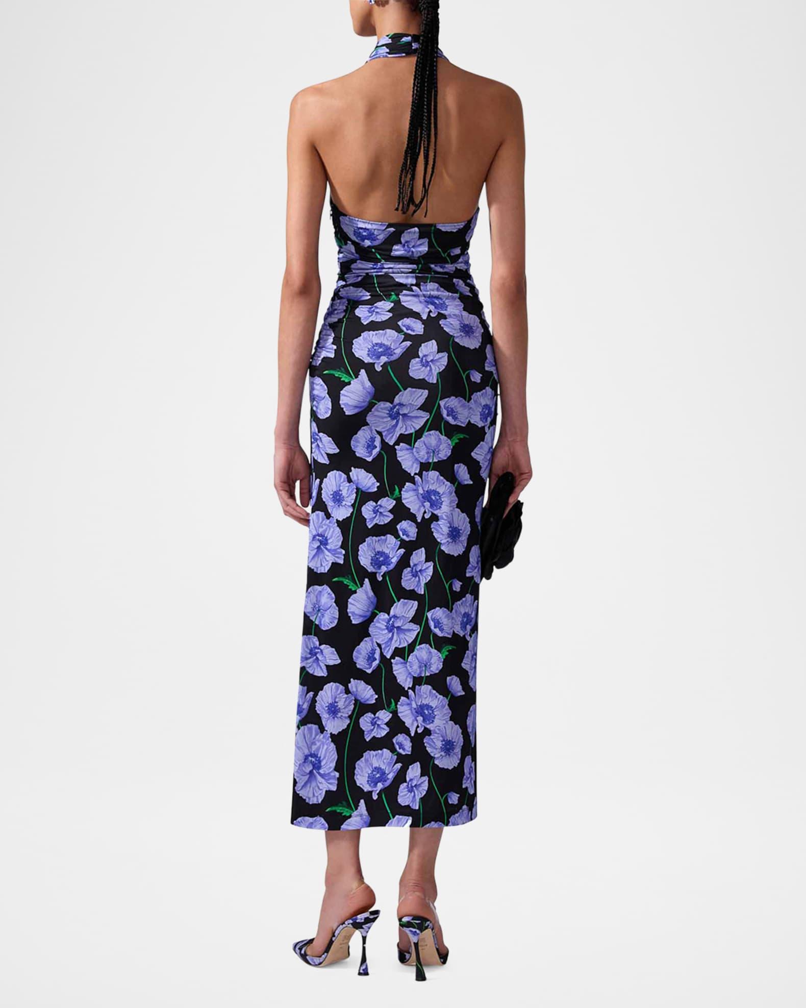 Plunging Halter Draped Ankle Dress Product Image