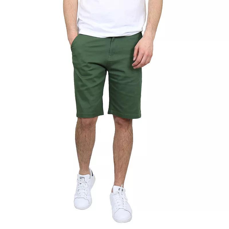 Men's Galaxy by Harvic 10.5" 5-Pocket Flat-Front Slim-Fit Stretch Chino Shorts, Size: 30, Green Product Image