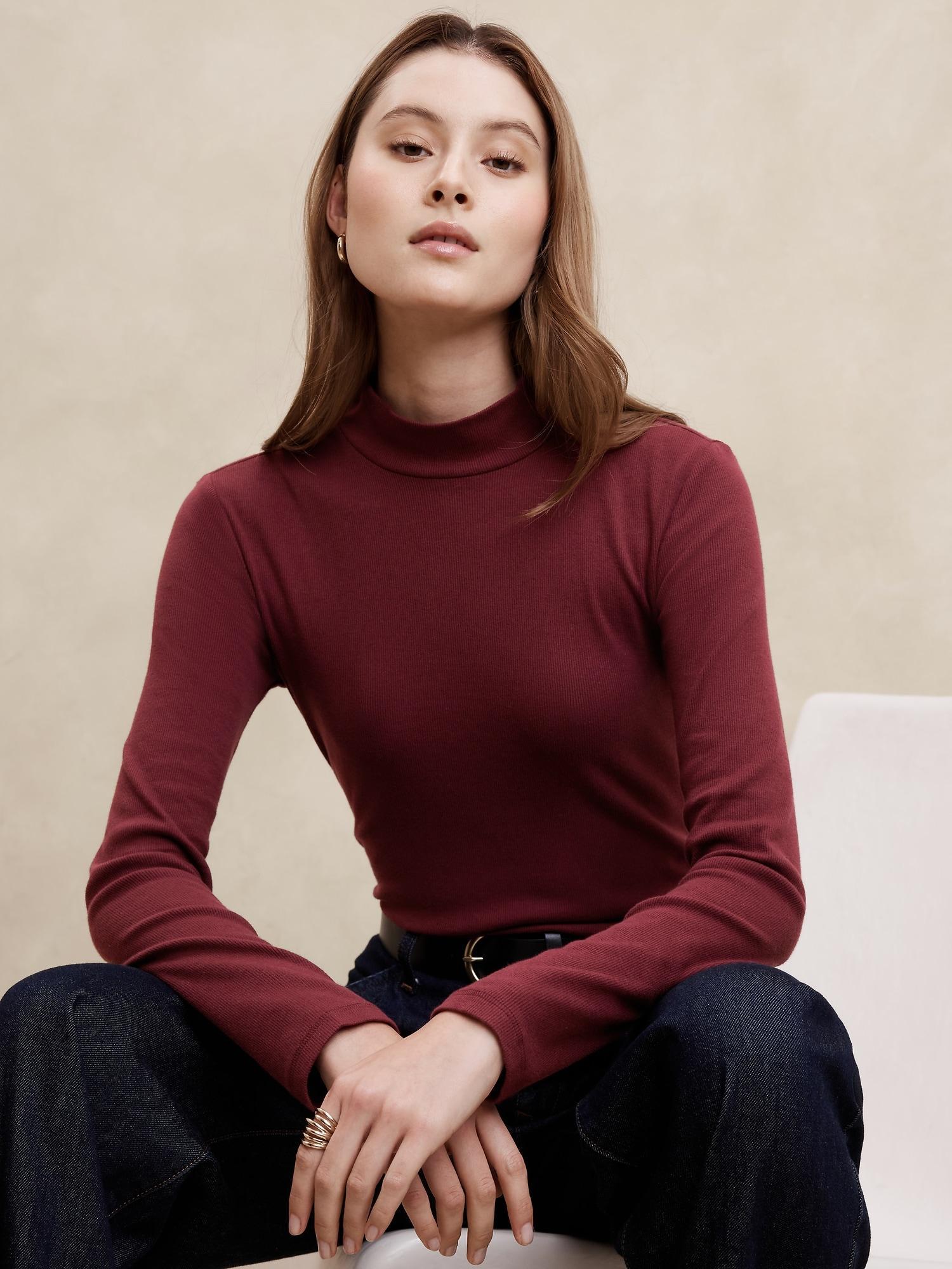 Ribbed Mock-Neck T-Shirt Product Image