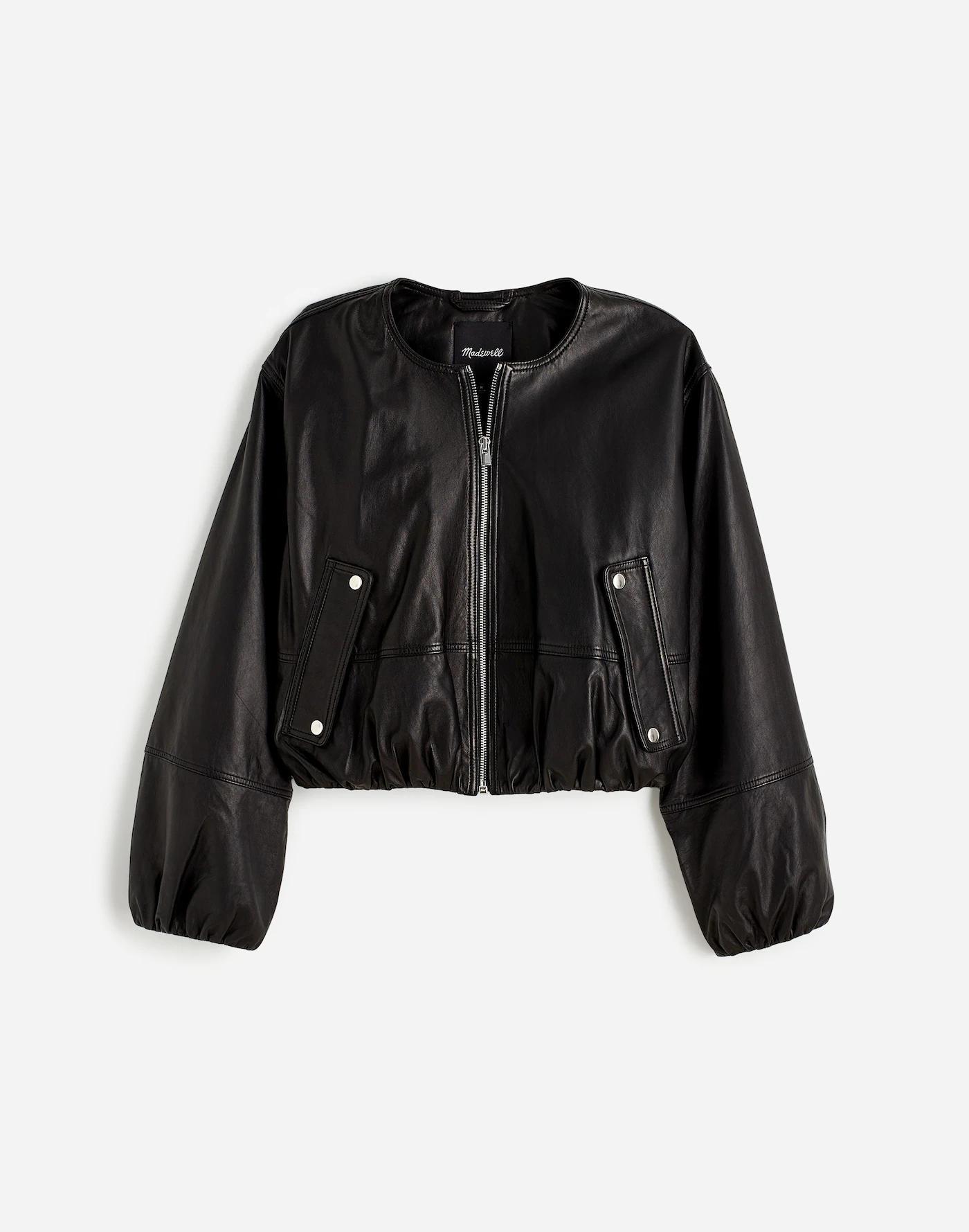 Leather Bubble-Sleeve Jacket Product Image