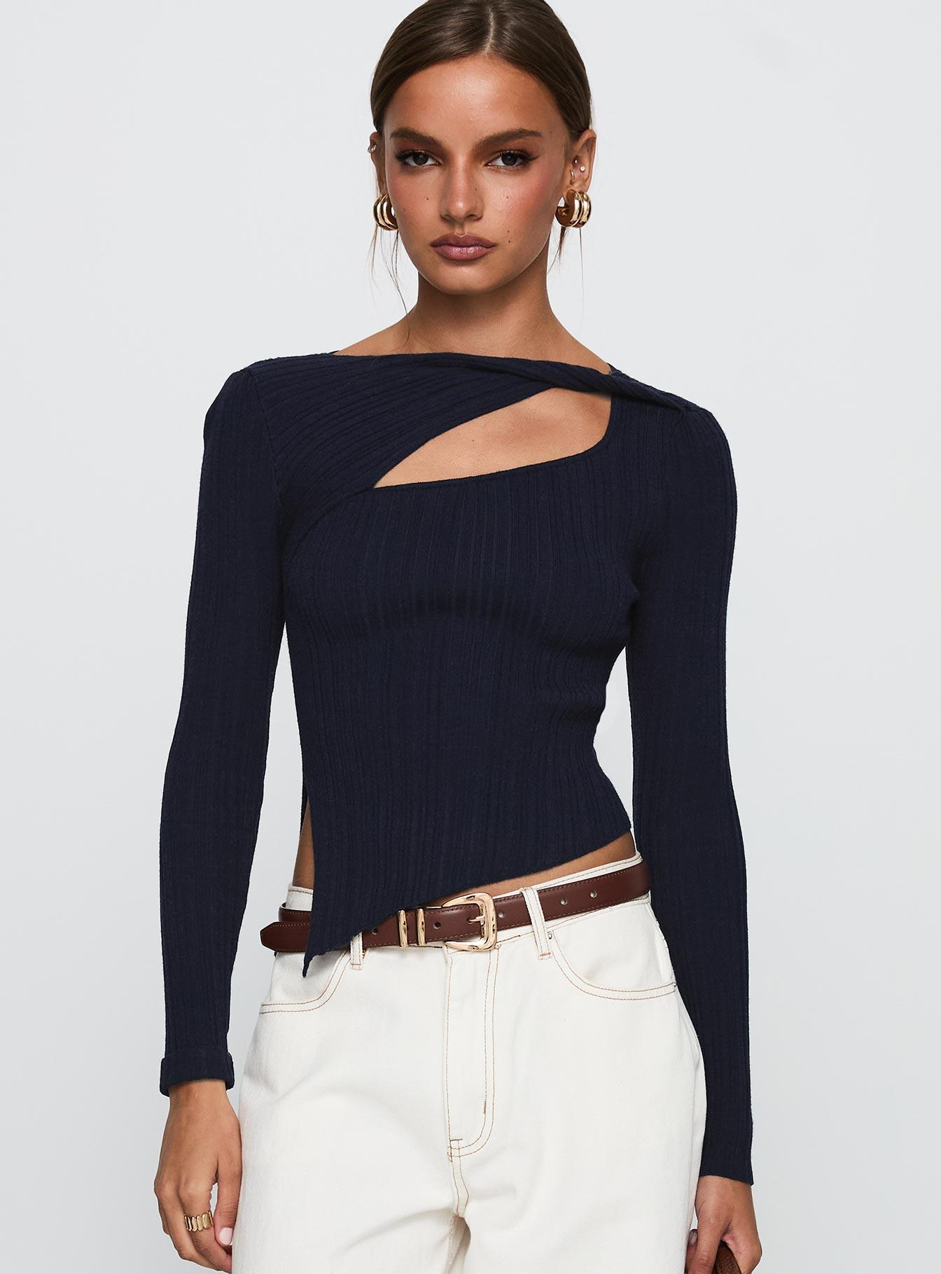 Ellara Long Sleeve Top Blue Product Image