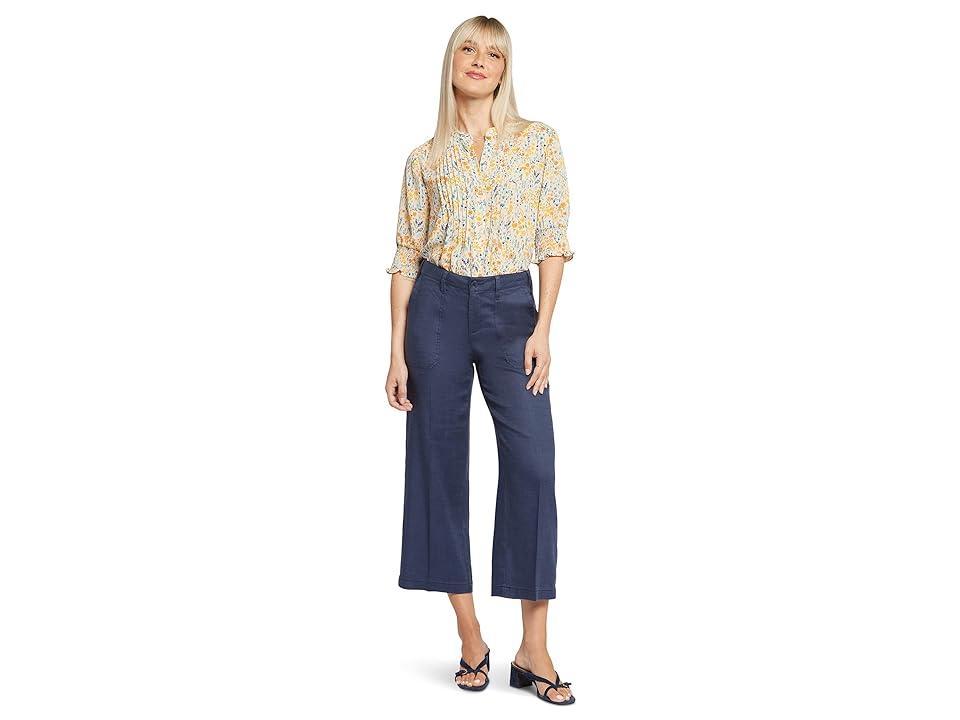 NYDJ Stretch Linen Blend High Rise Wide Leg Cargo Capri Pants Product Image